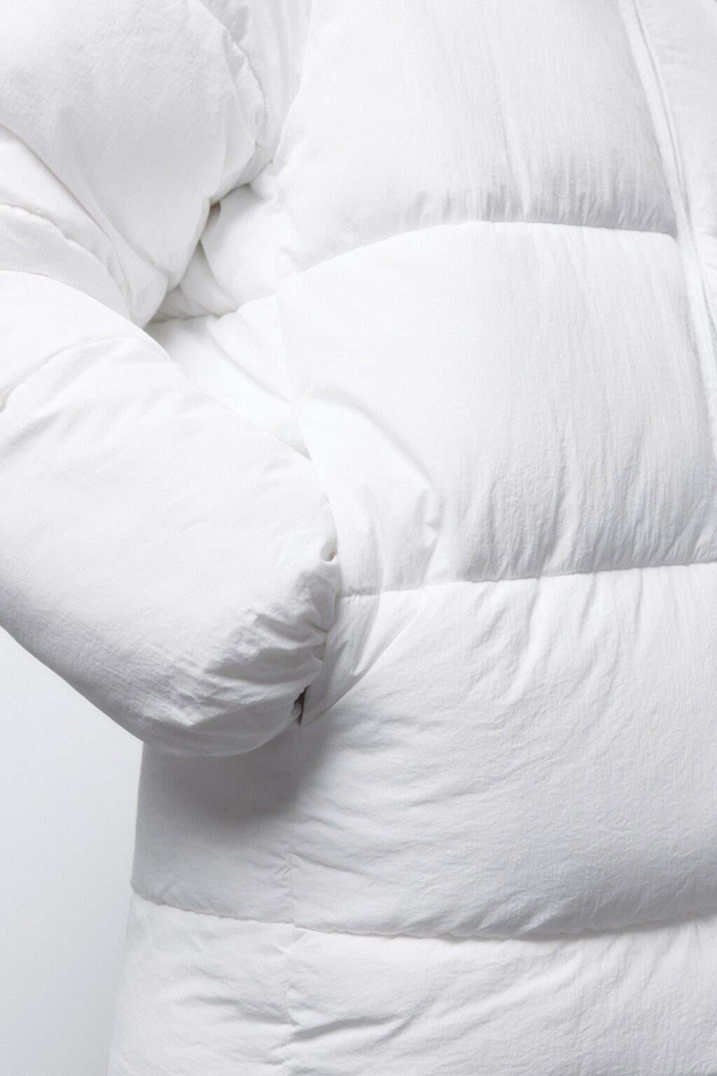 Куртка стеганая удлиненная с капюшоном - цвет молочный - 7