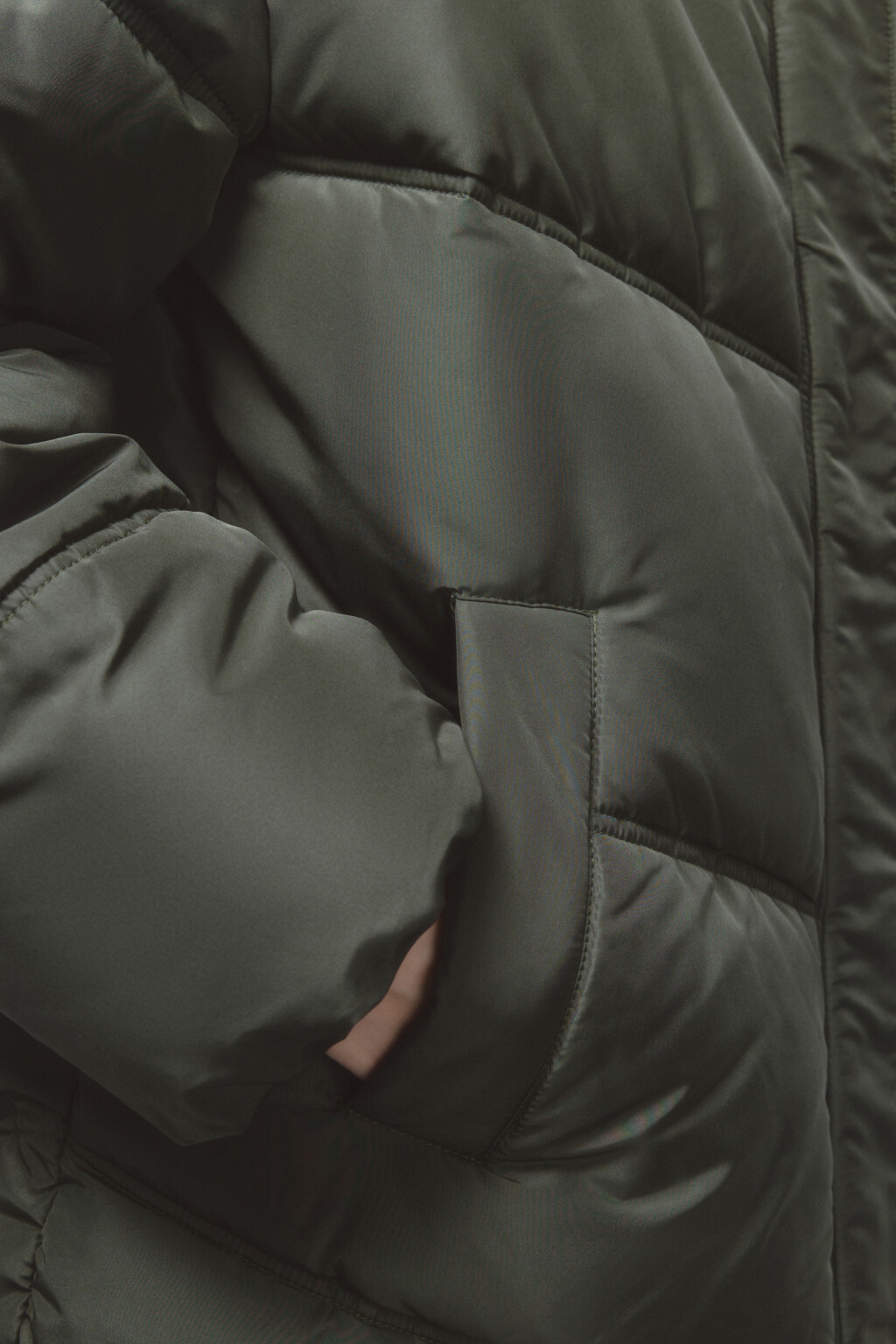 Куртка стеганая с трикотажным капюшоном - цвет зеленый - 7