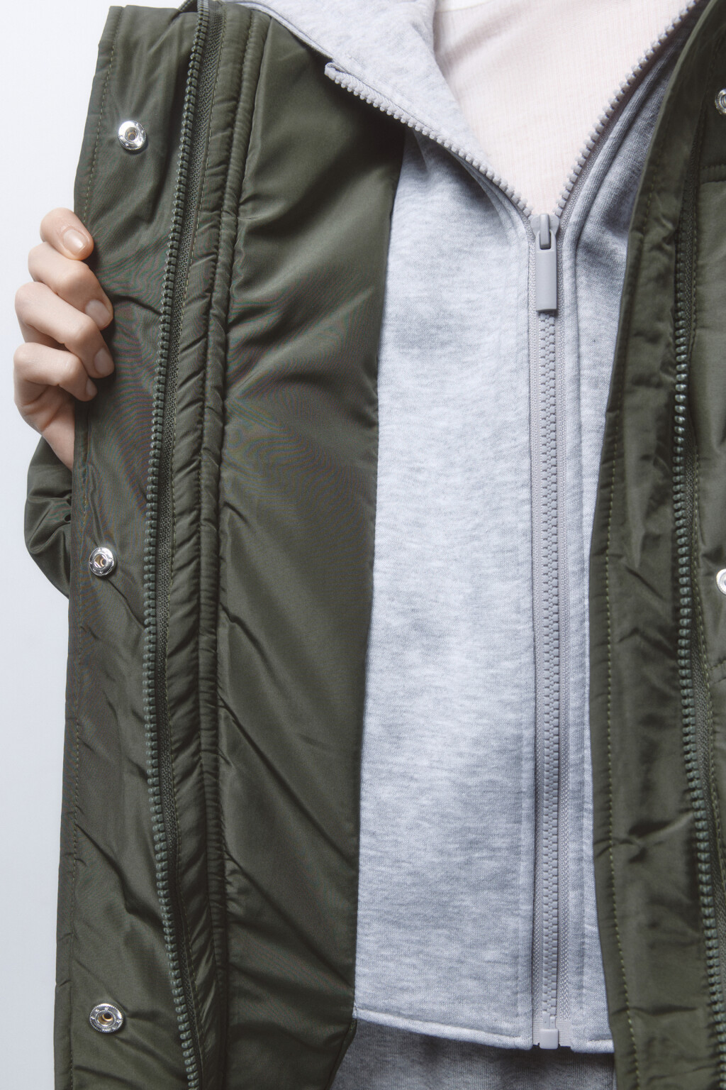 Куртка стеганая с трикотажным капюшоном - цвет зеленый - 10