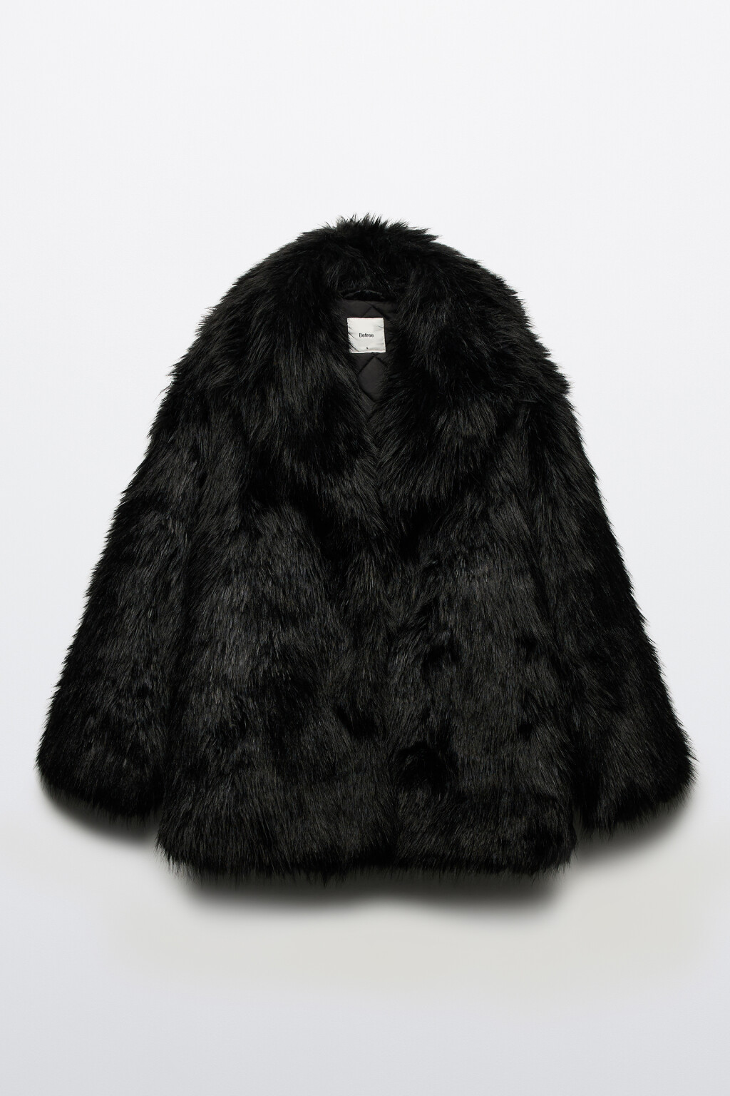Шуба из искусственного меха с длинным ворсом - цвет черный - 12