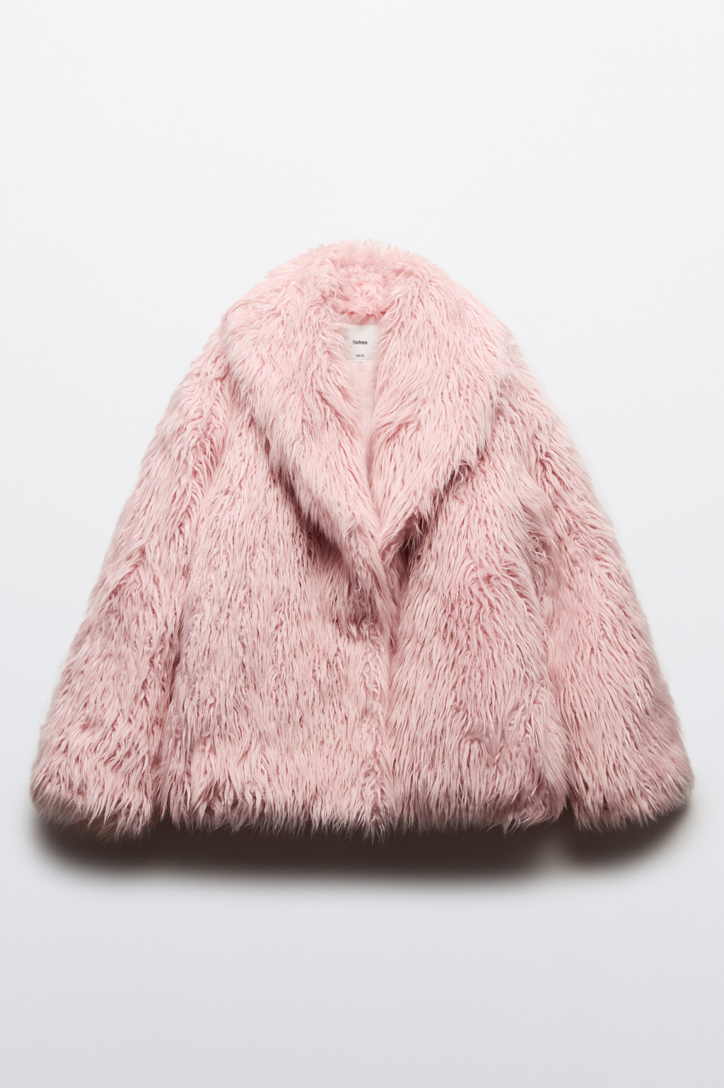 Шуба короткая пушистая с длинным ворсом - цвет розовый - 14