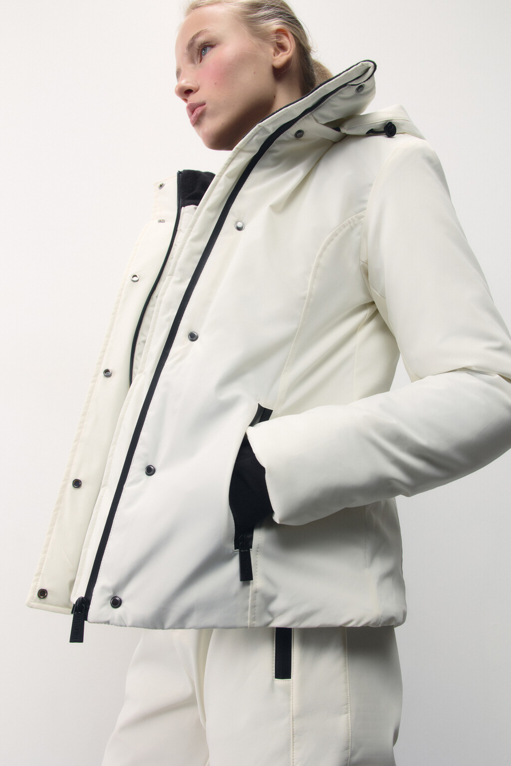 Куртка горнолыжная утепленная с капюшоном - цвет ванильный - 1