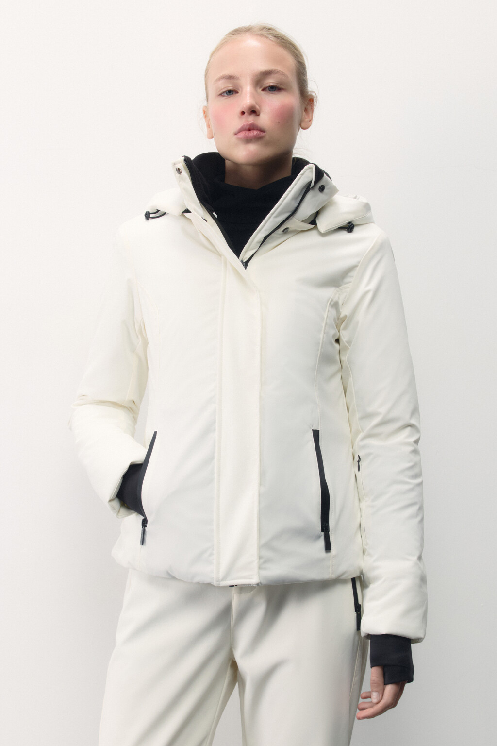 Куртка горнолыжная утепленная с капюшоном - цвет ванильный - 2