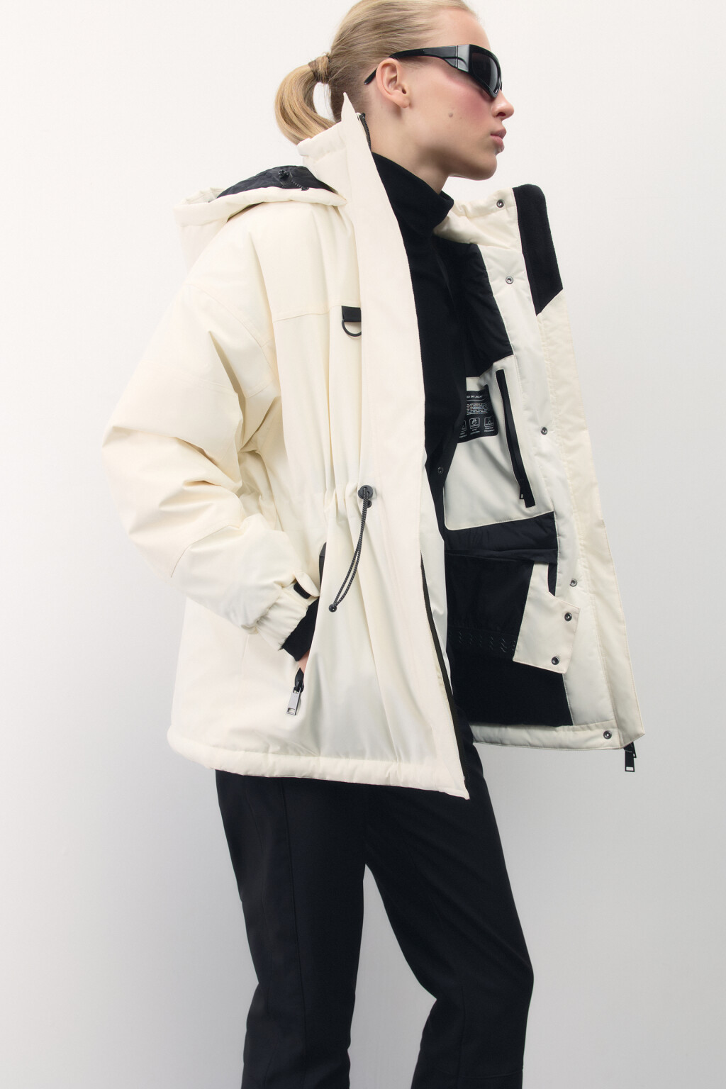 Куртка горнолыжная утепленная с капюшоном - цвет ванильный - 2