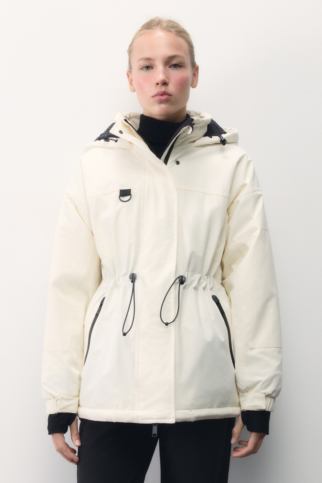 Куртка горнолыжная утепленная с капюшоном - цвет ванильный - 3