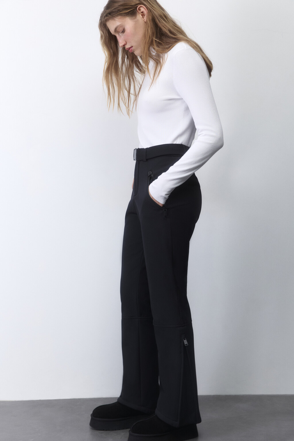 Брюки клеш горнолыжные утепленные - цвет черный - 1