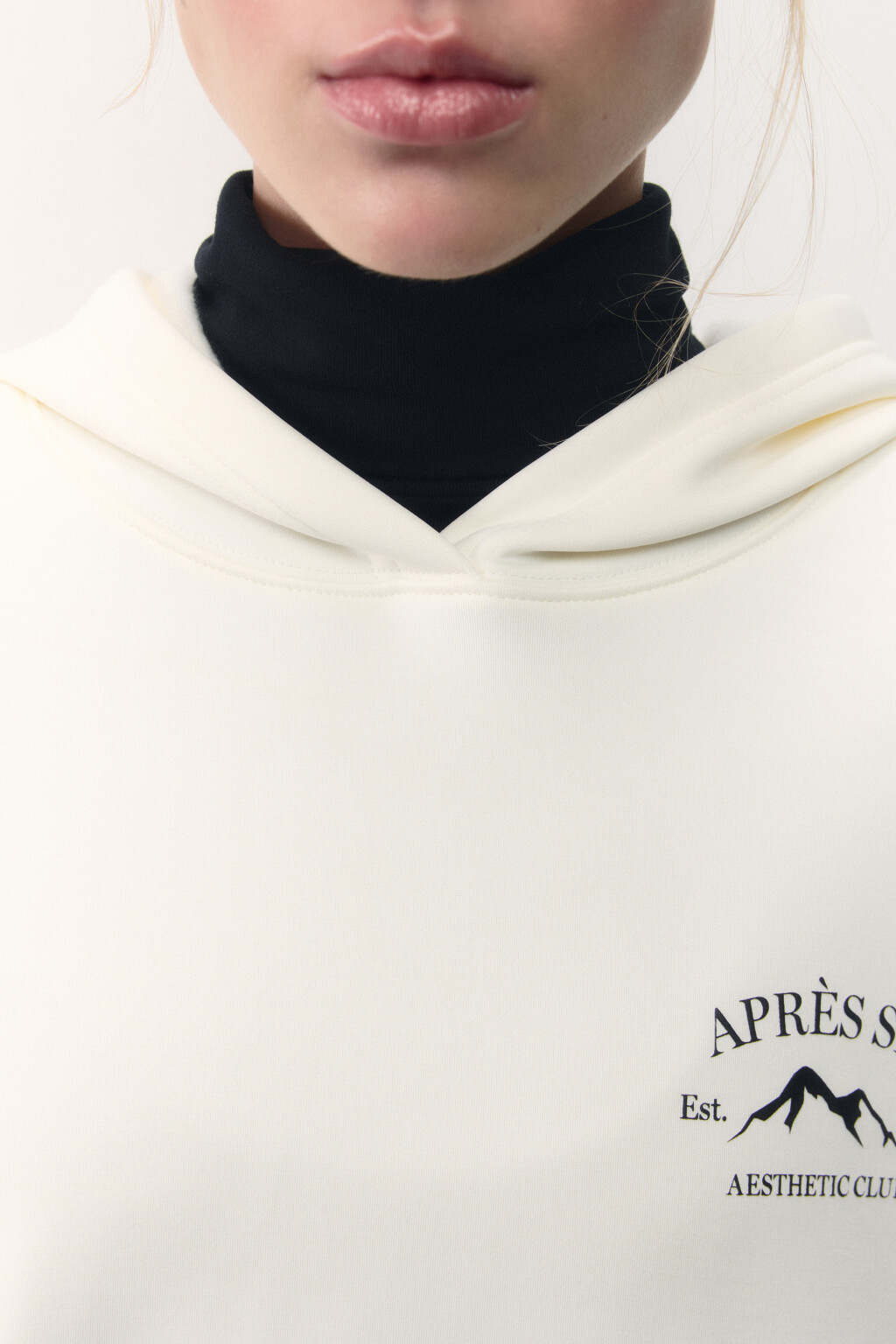 Худи oversize спортивная с капюшоном и принтом - цвет ванильный - 6