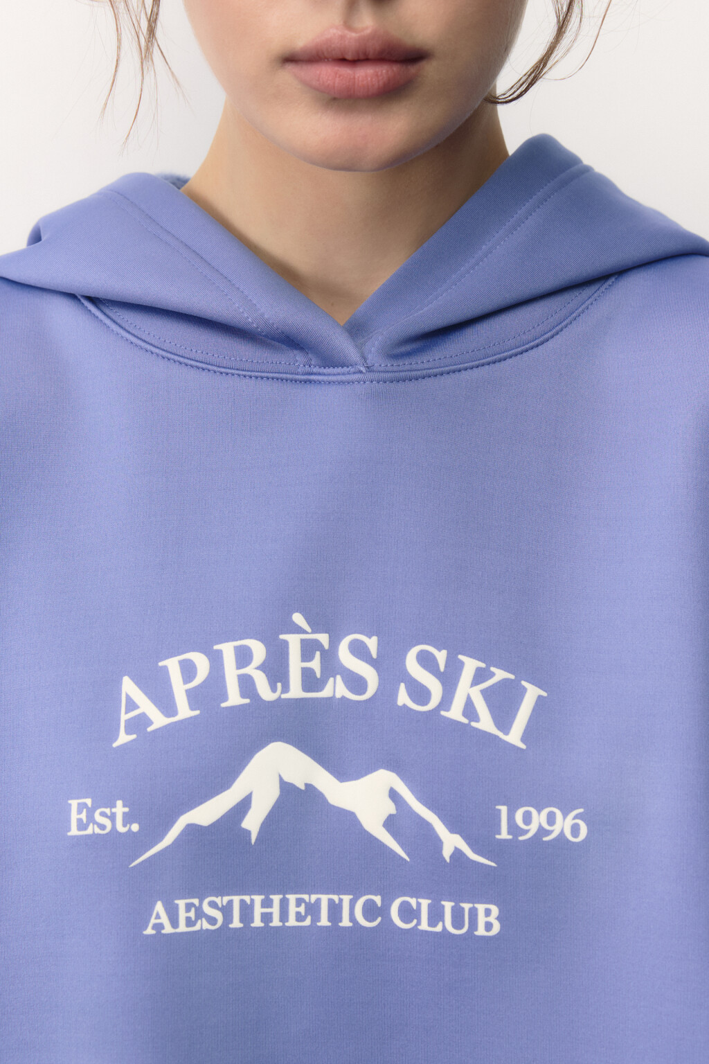 Худи oversize спортивная с капюшоном и принтом - цвет голубой - 8