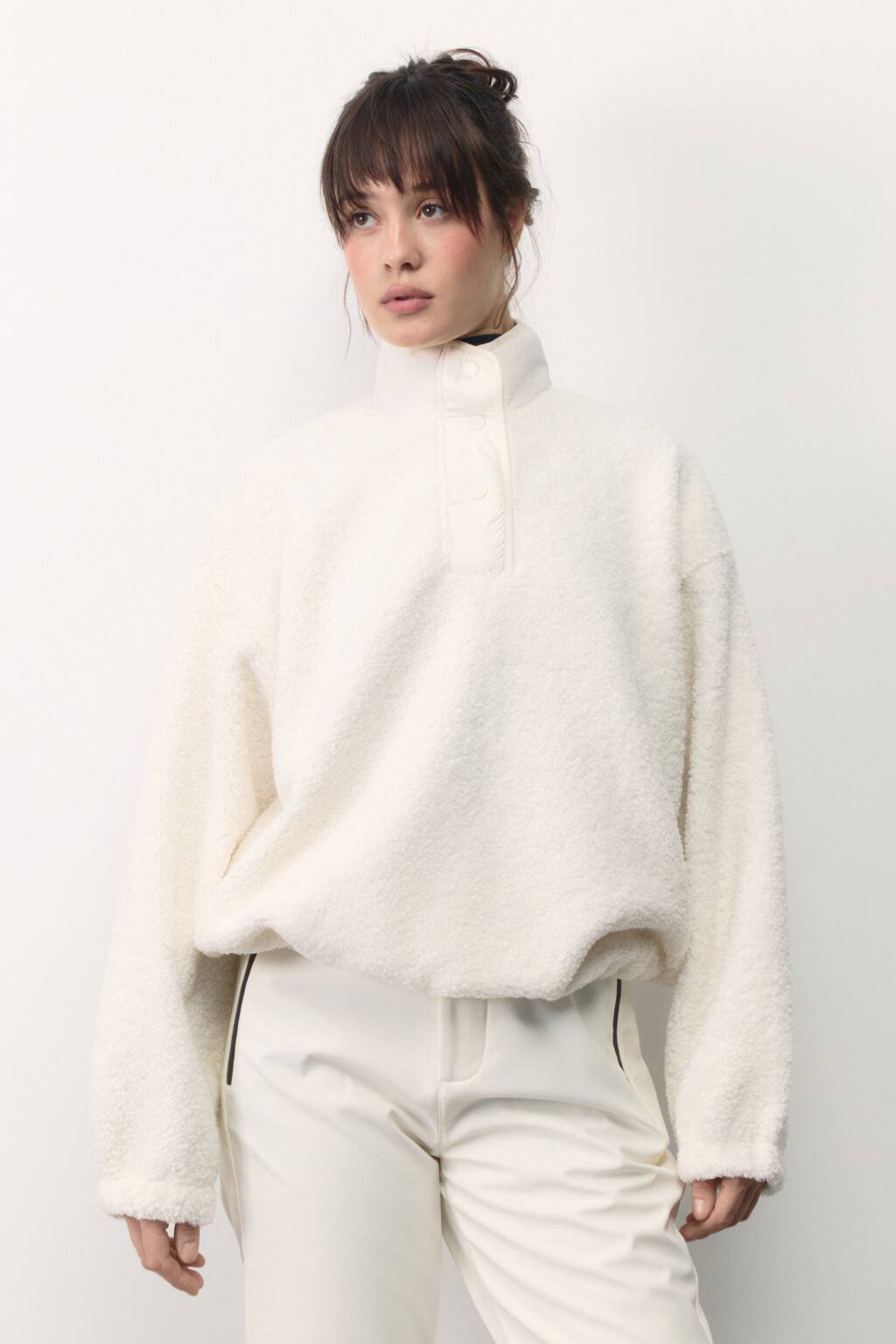 Толстовка-флиска oversize спортивная - цвет ванильный - 2