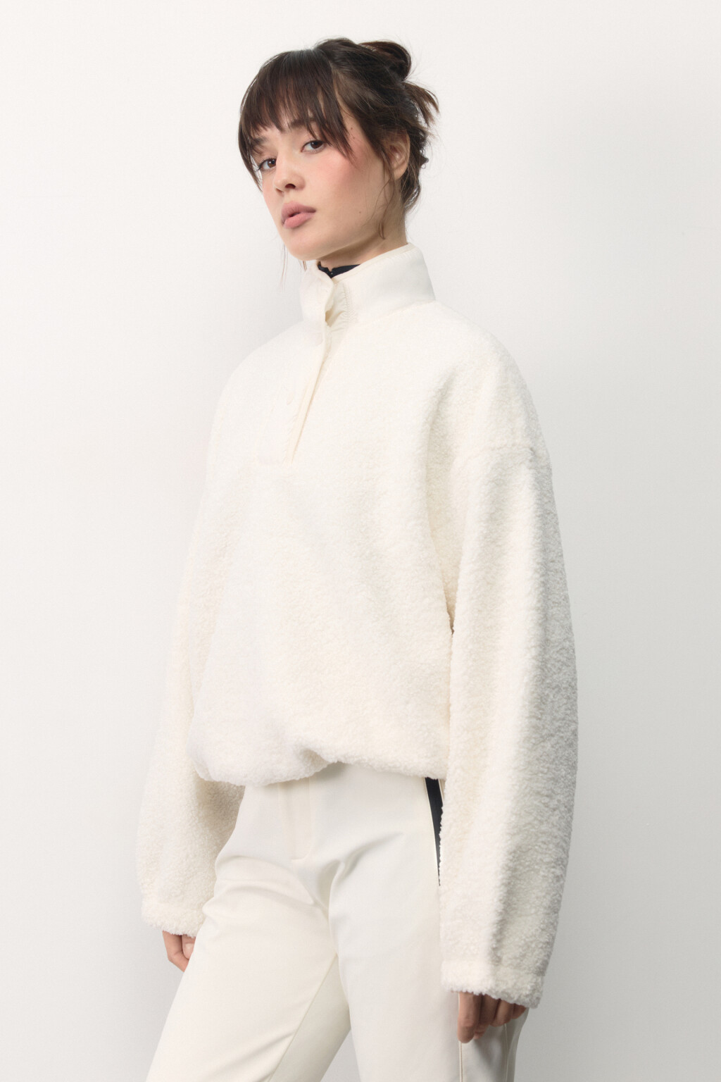 Толстовка-флиска oversize спортивная - цвет ванильный - 3