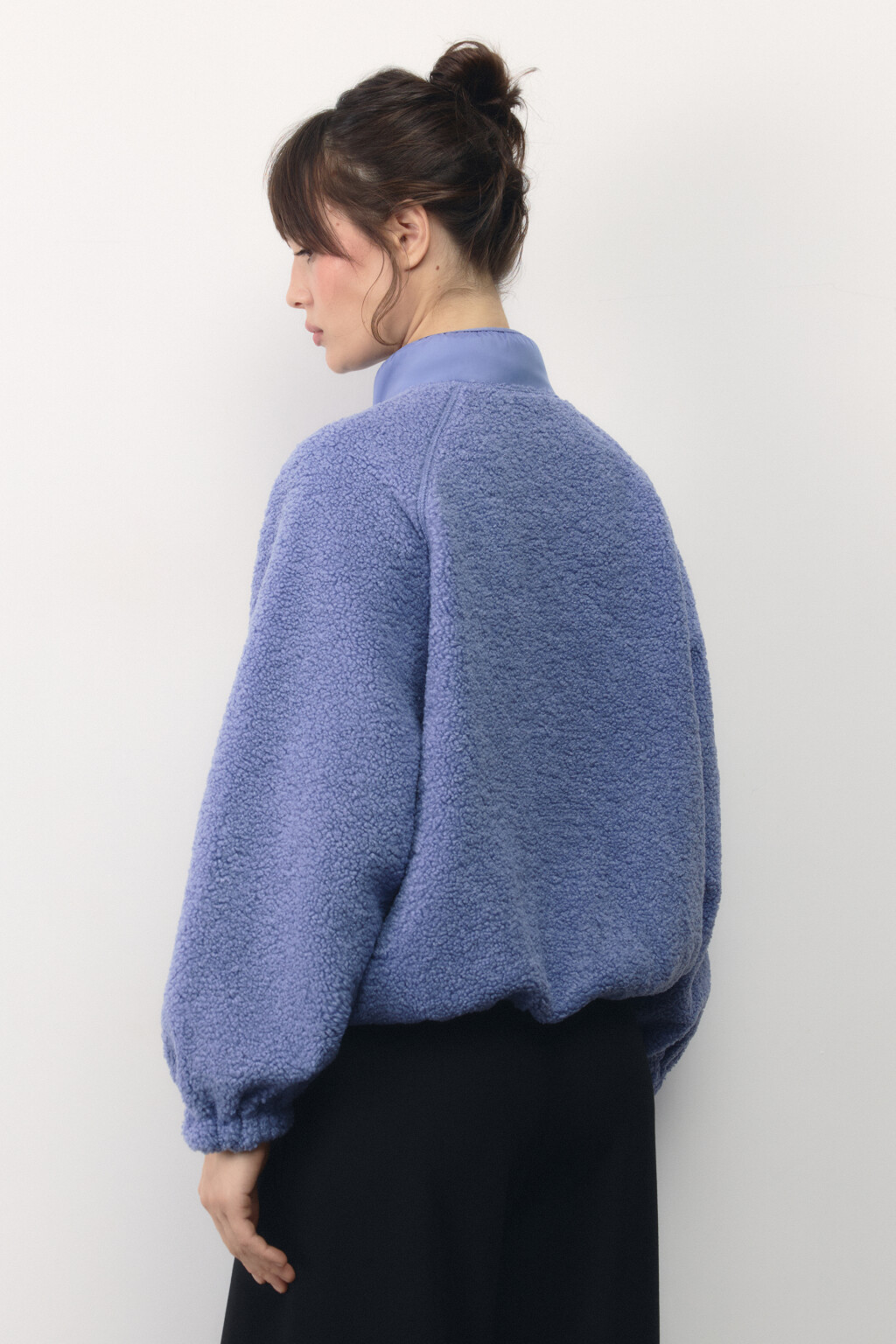 Толстовка спортивная утепленная с воротником-стойкой - цвет голубой - 4