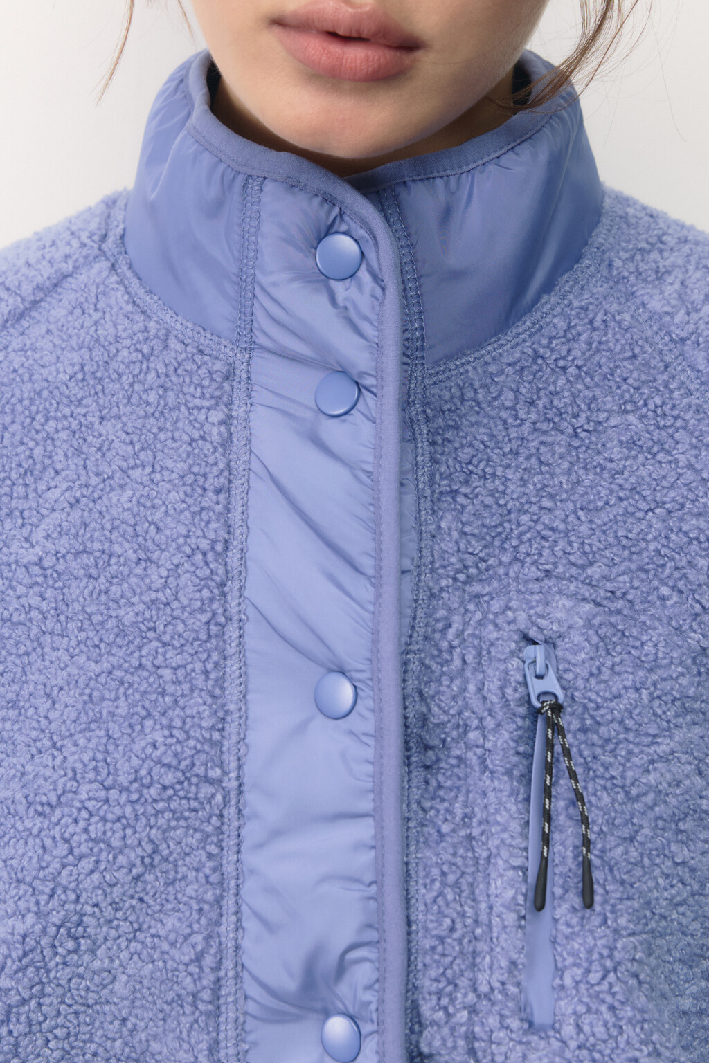 Толстовка спортивная утепленная с воротником-стойкой - цвет голубой - 6