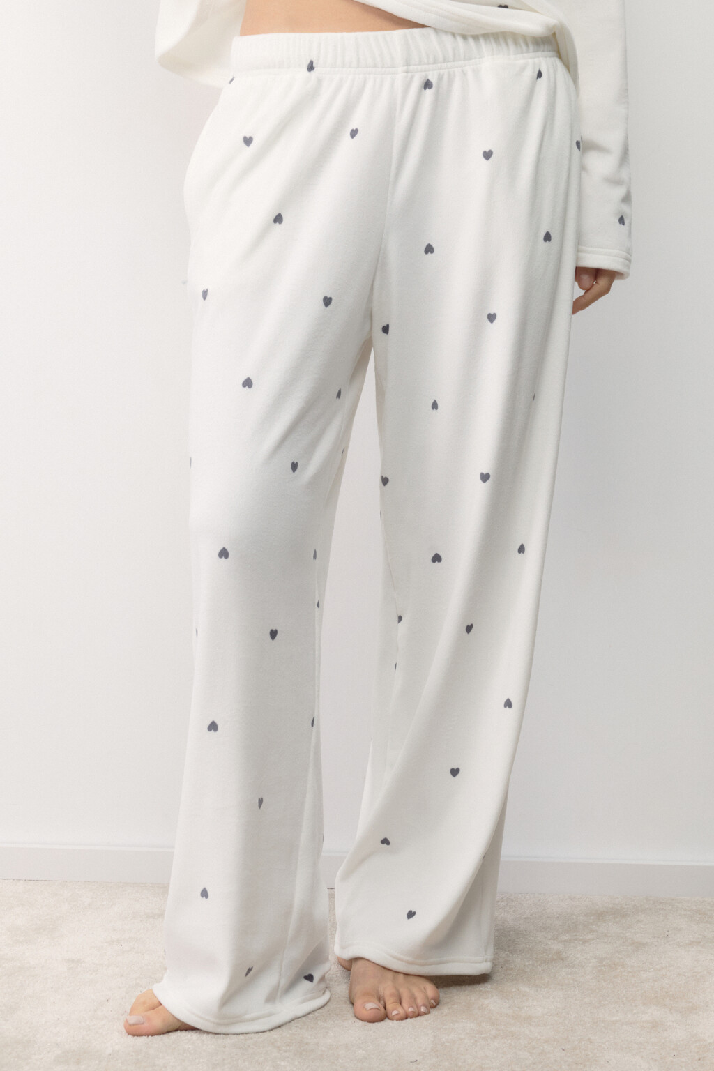 Брюки домашние плюшевые с принтом - цвет серый - 3
