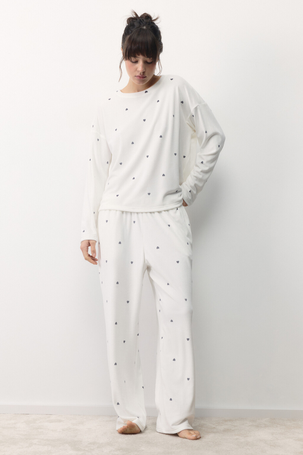 Брюки домашние плюшевые с принтом - цвет серый - 6