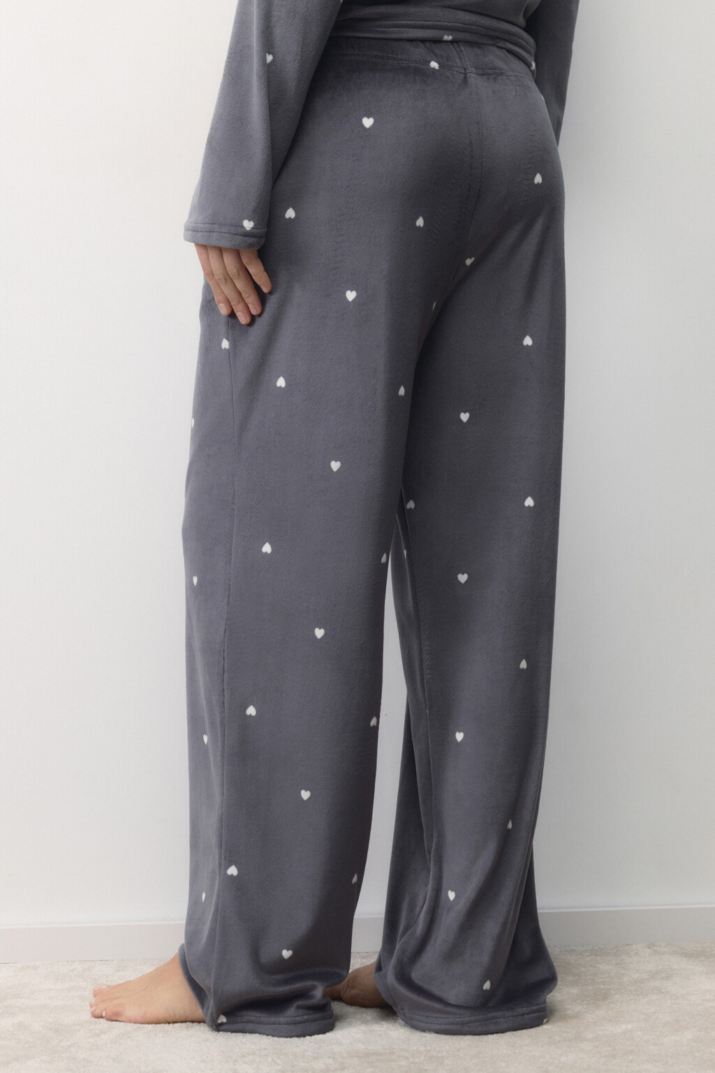 Брюки домашние плюшевые с принтом - цвет бежевый - 4