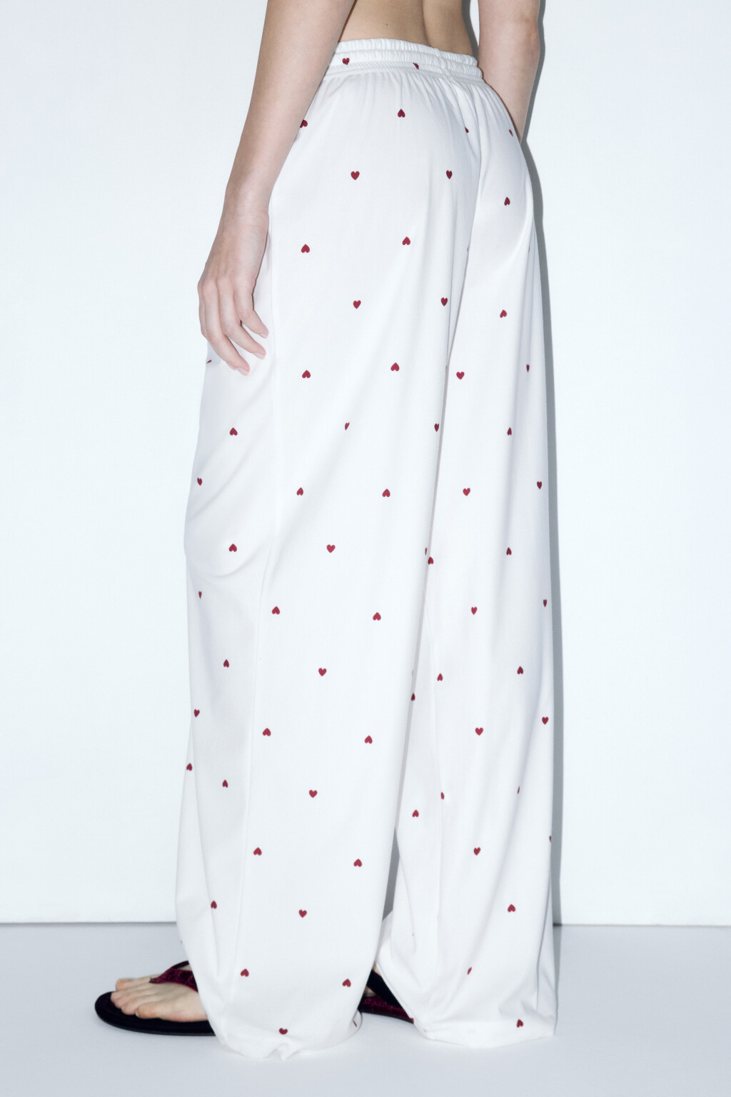 Брюки домашние прямые с принтом - цвет красный - 4