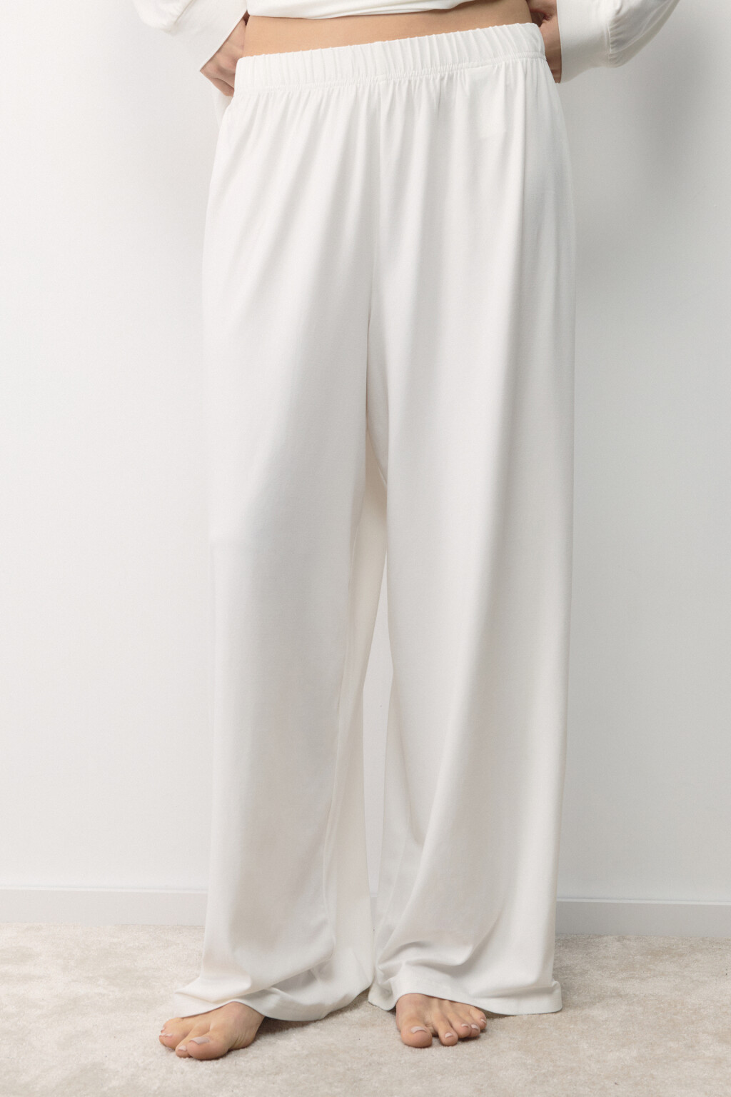 Брюки домашние широкие с карманами - цвет ванильный - 2