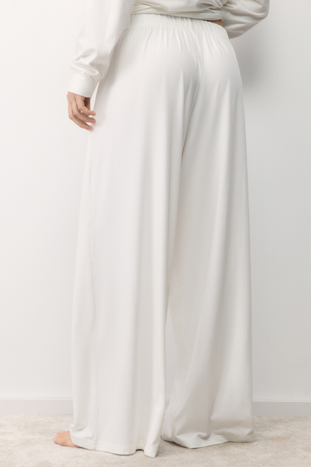 Брюки домашние широкие с карманами - цвет ванильный - 4