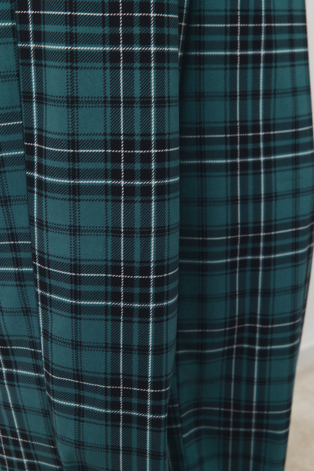 Брюки пижамные с принтом в клетку - цвет зеленый - 7