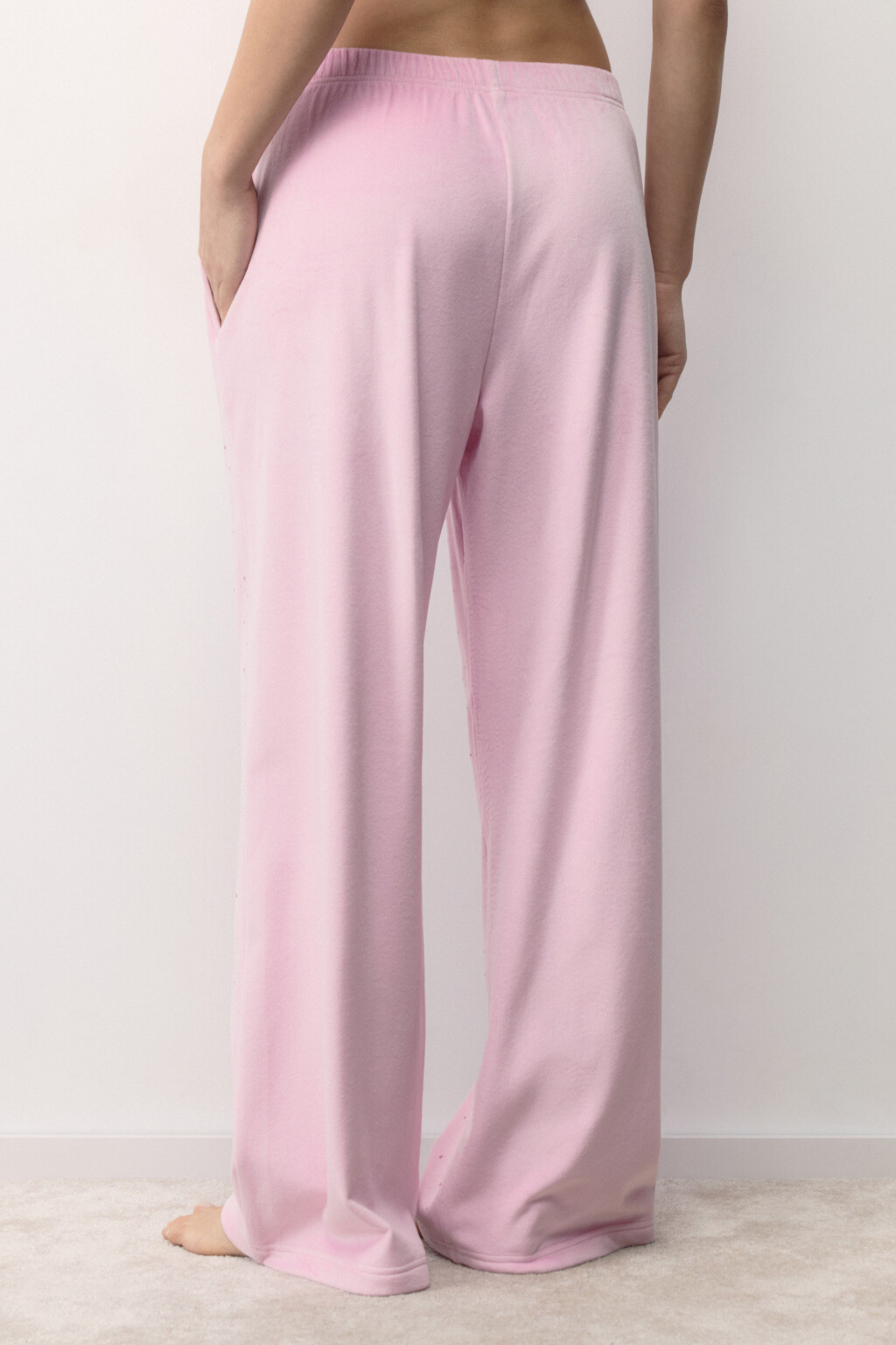 Брюки домашние плюшевые со стразами - цвет розовый - 4