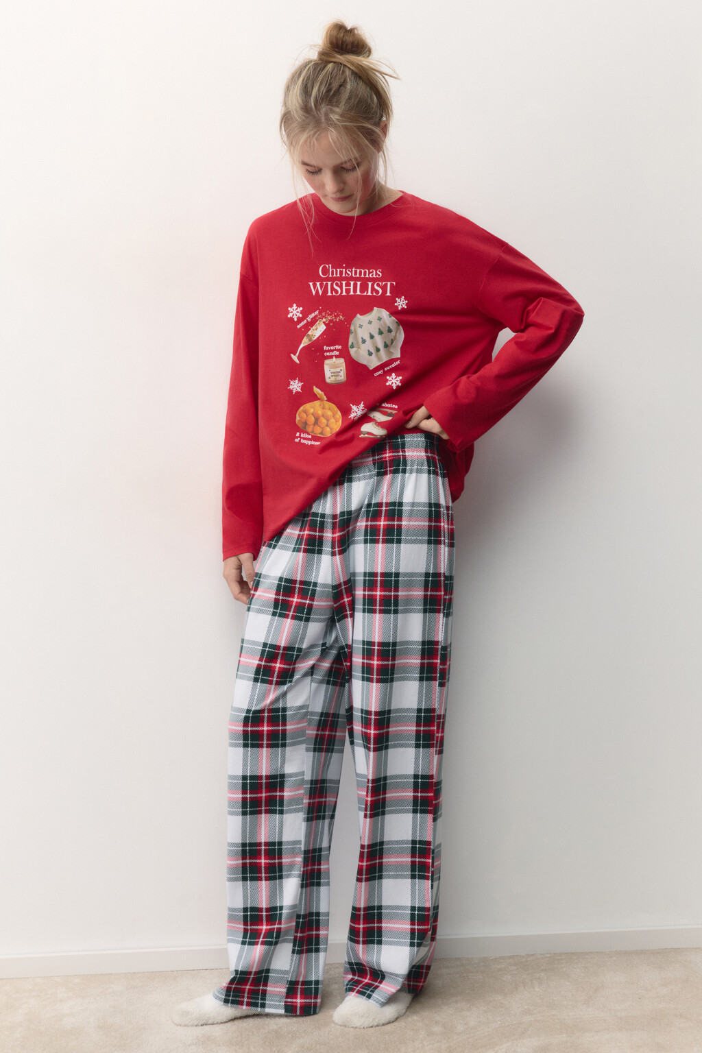 Брюки пижамные прямые в клетку - цвет мультиколор - 2