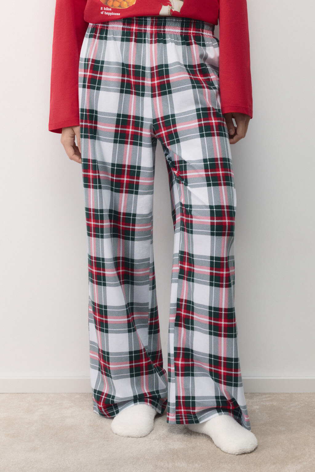 Брюки пижамные прямые в клетку - цвет мультиколор - 3