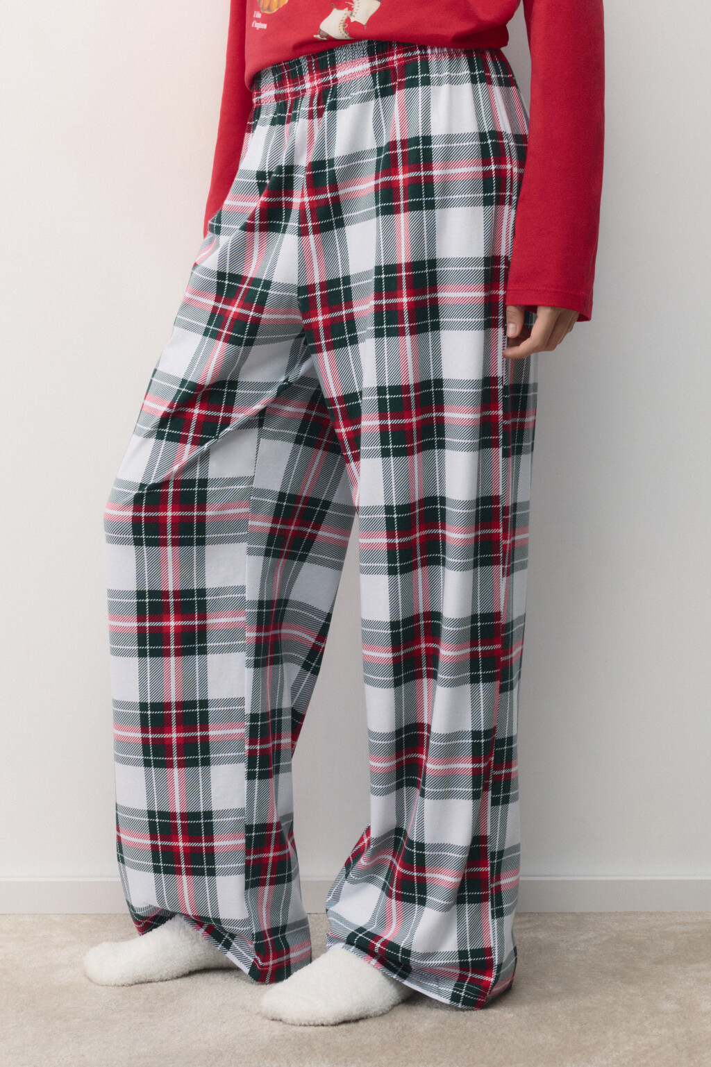Брюки пижамные прямые в клетку - цвет мультиколор - 4