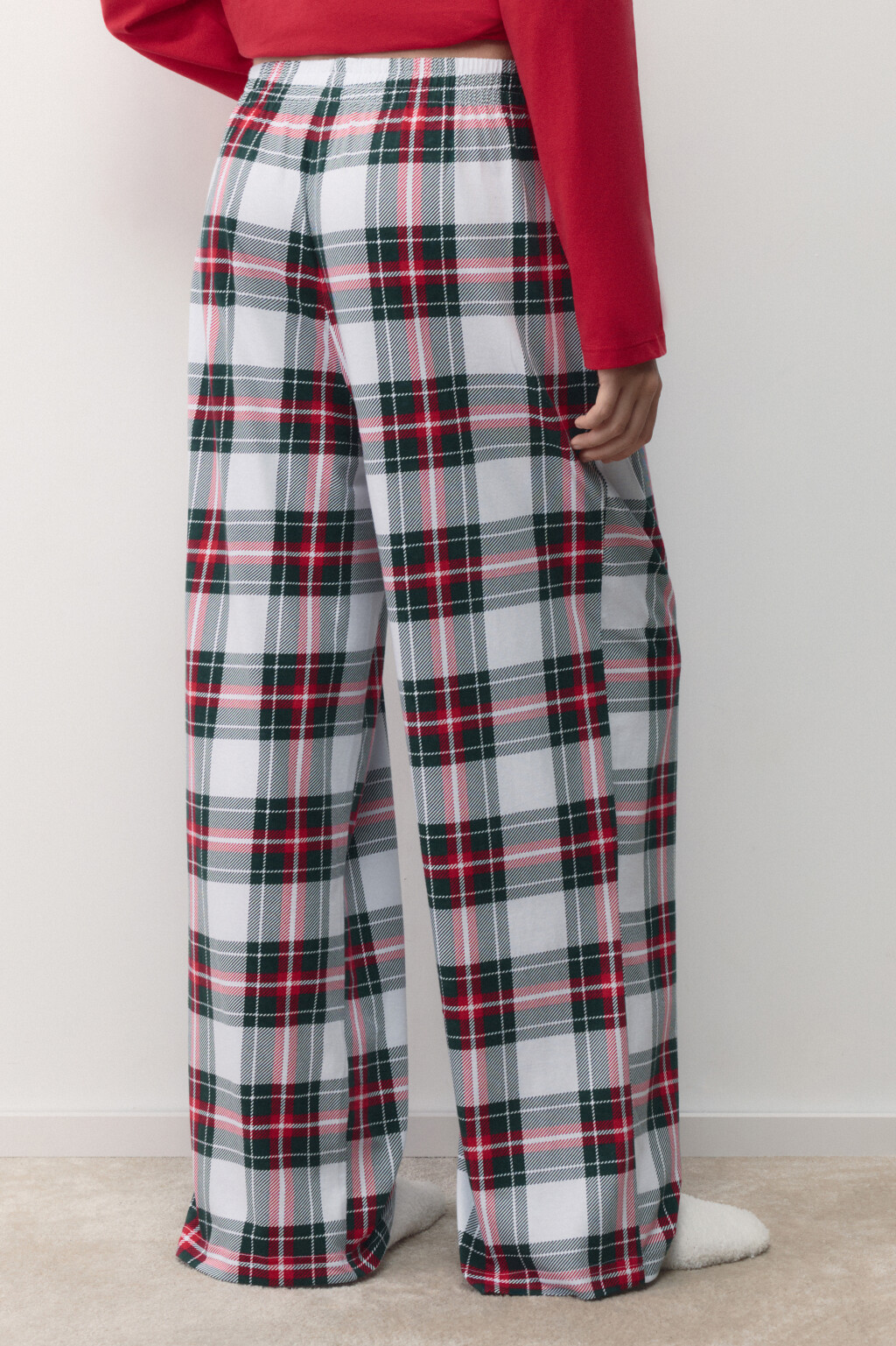 Брюки пижамные прямые в клетку - цвет мультиколор - 5