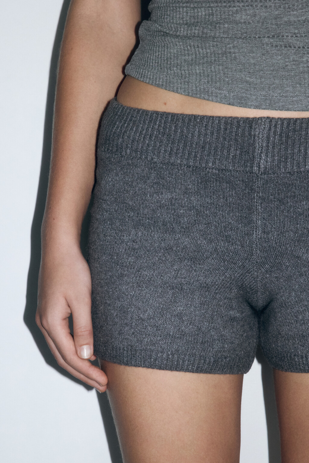 Шорты домашние вязаные с шерстью - цвет серый - 7
