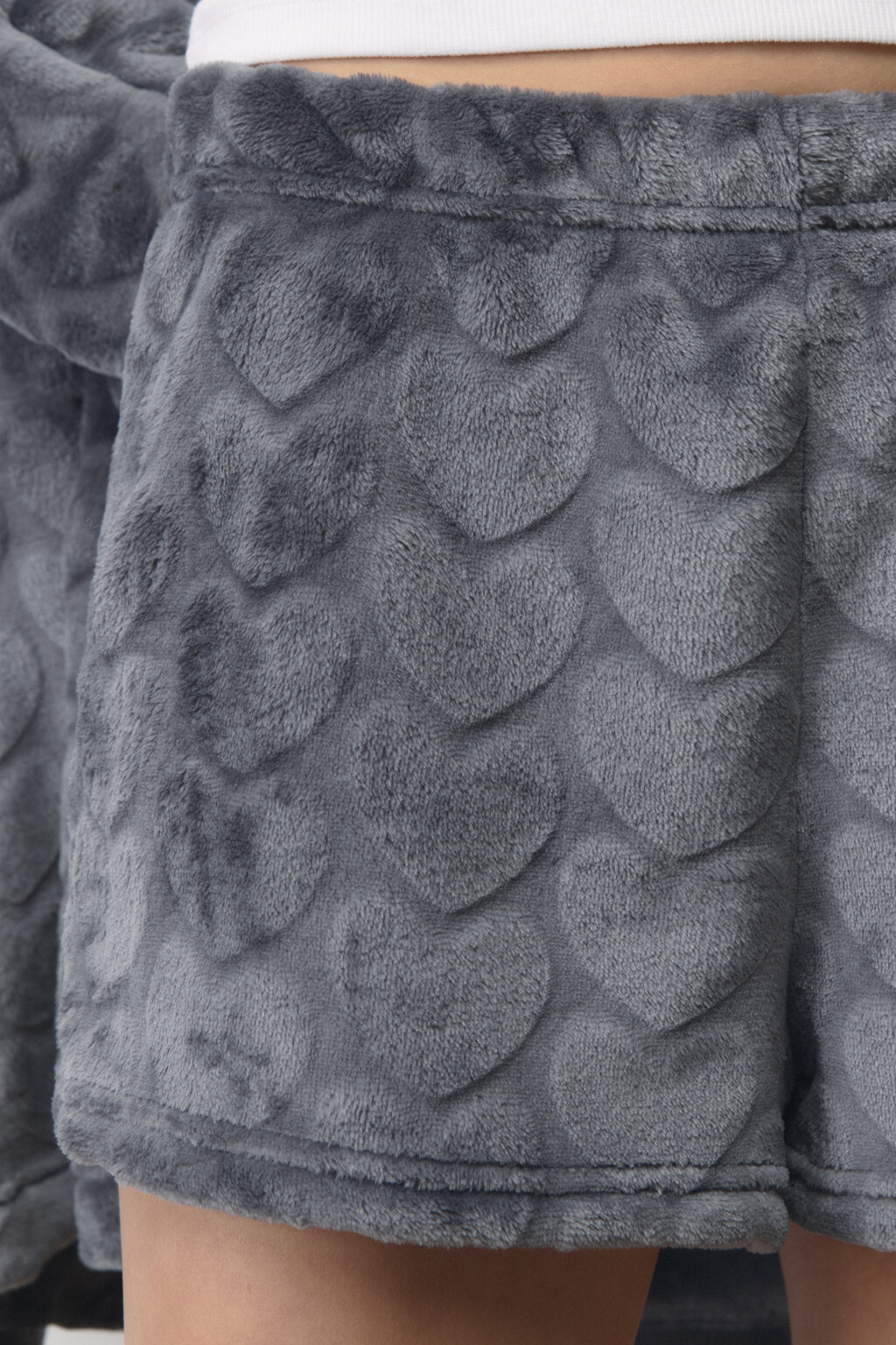 Шорты домашние плюшевые в сердечко - цвет серый - 6