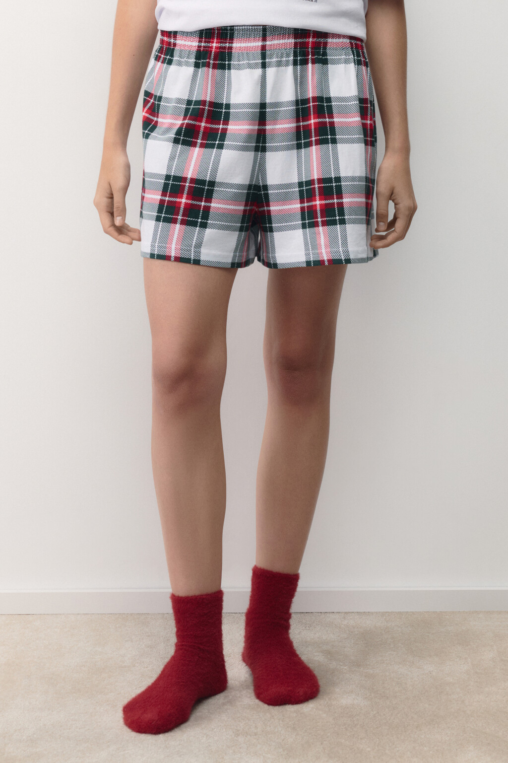 Шорты пижамные хлопковые в клетку - цвет мультиколор - 2