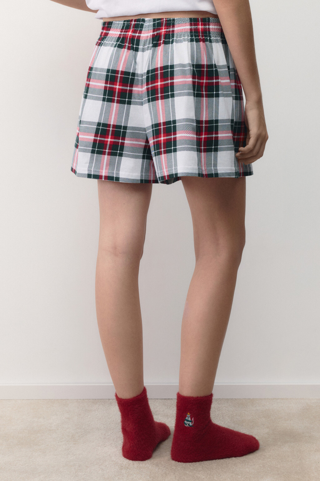 Шорты пижамные хлопковые в клетку - цвет мультиколор - 4