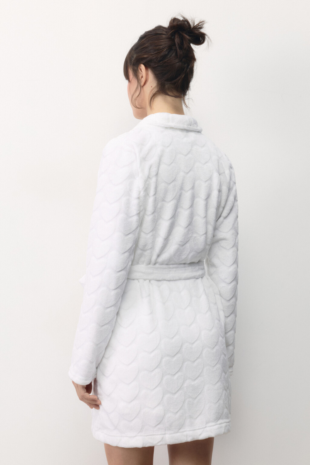 Халат домашний плюшевый с сердечками - цвет ванильный - 5