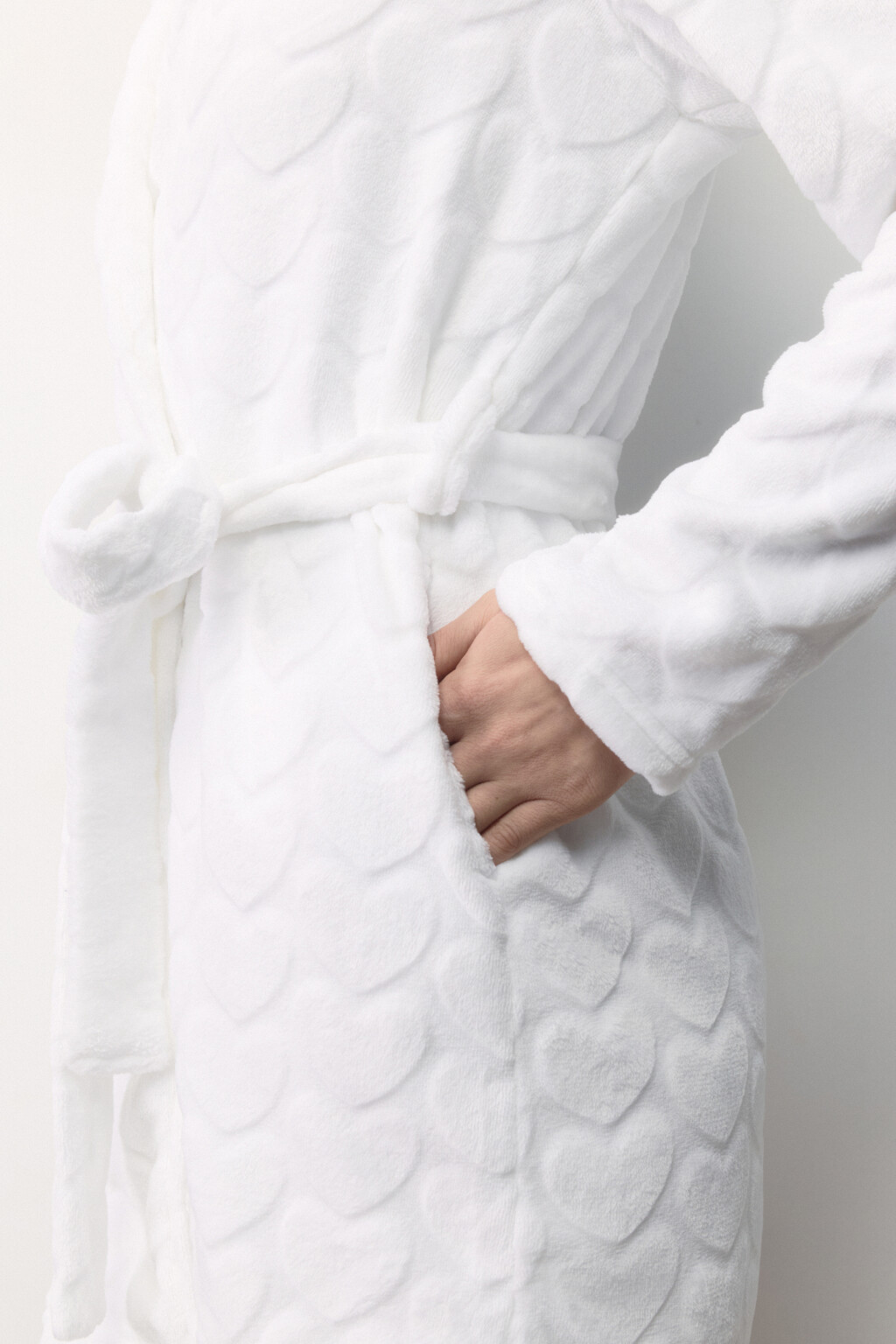 Халат домашний плюшевый с сердечками - цвет ванильный - 8