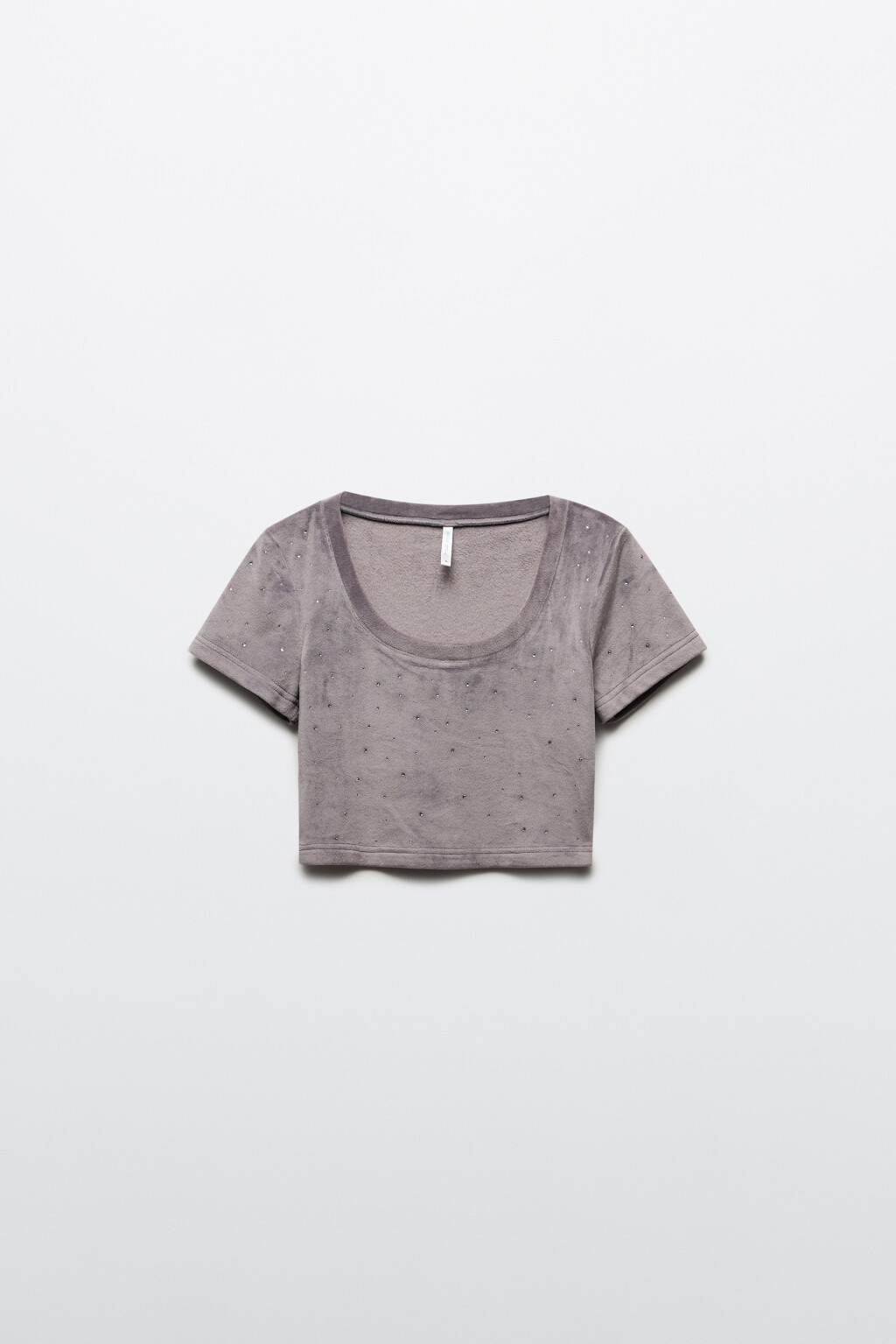 Топ-футболка домашний плюшевый со стразами - цвет серый - 9