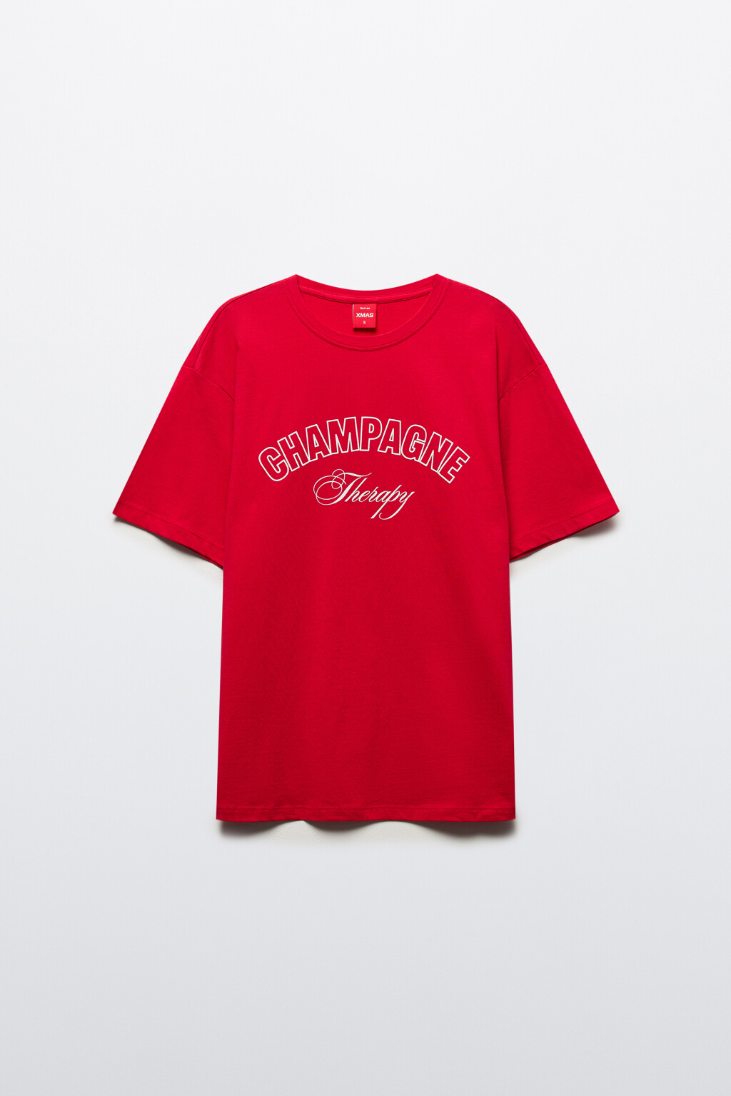 Футболка хлопковая с рождественским принтом - цвет красный - 8