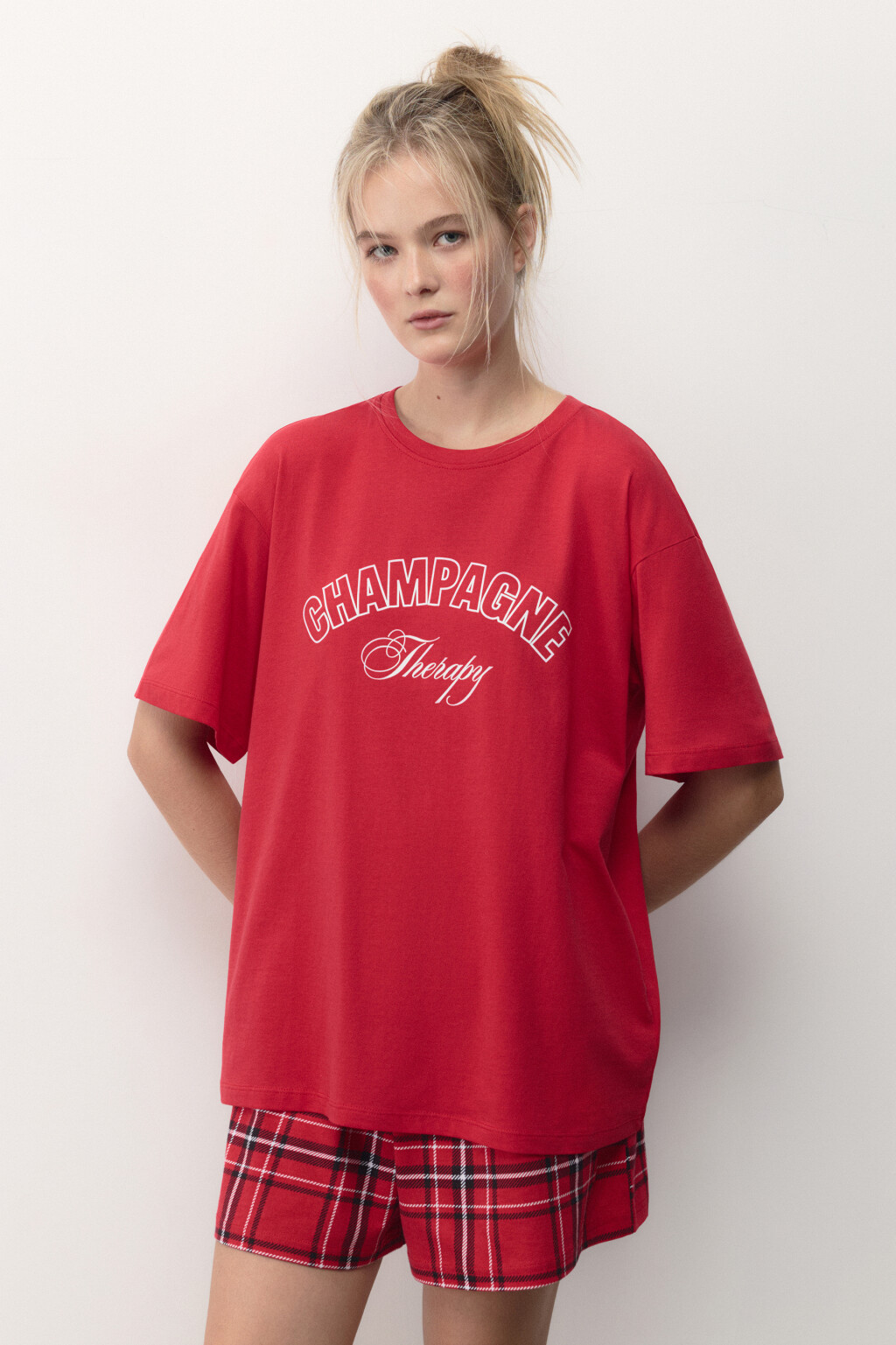 Футболка хлопковая с рождественским принтом - цвет красный - 2