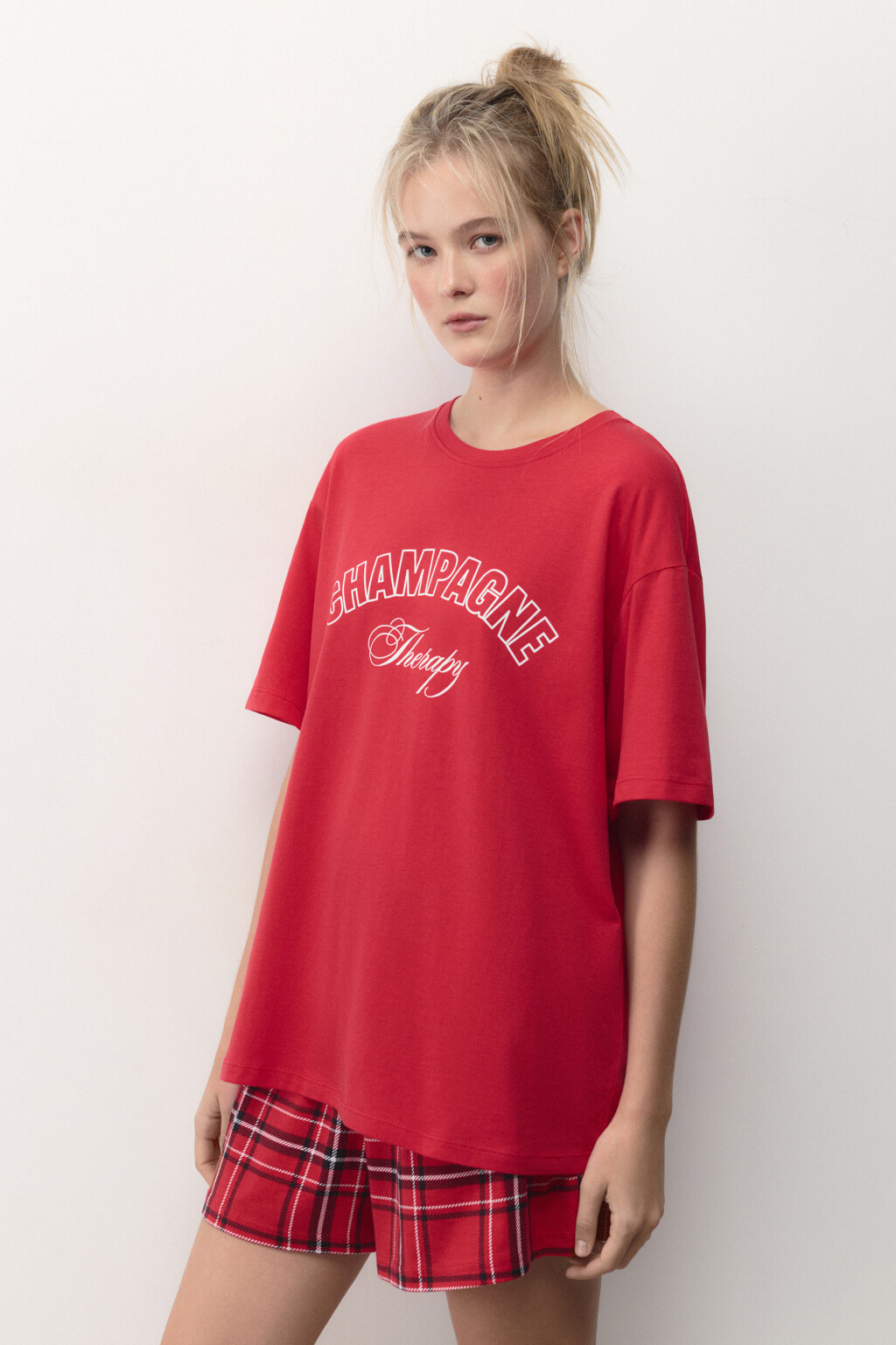 Футболка хлопковая с рождественским принтом - цвет красный - 3