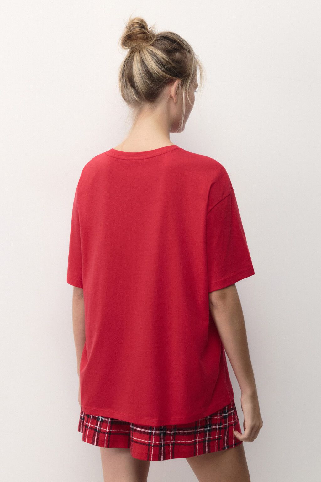 Футболка хлопковая с рождественским принтом - цвет красный - 4