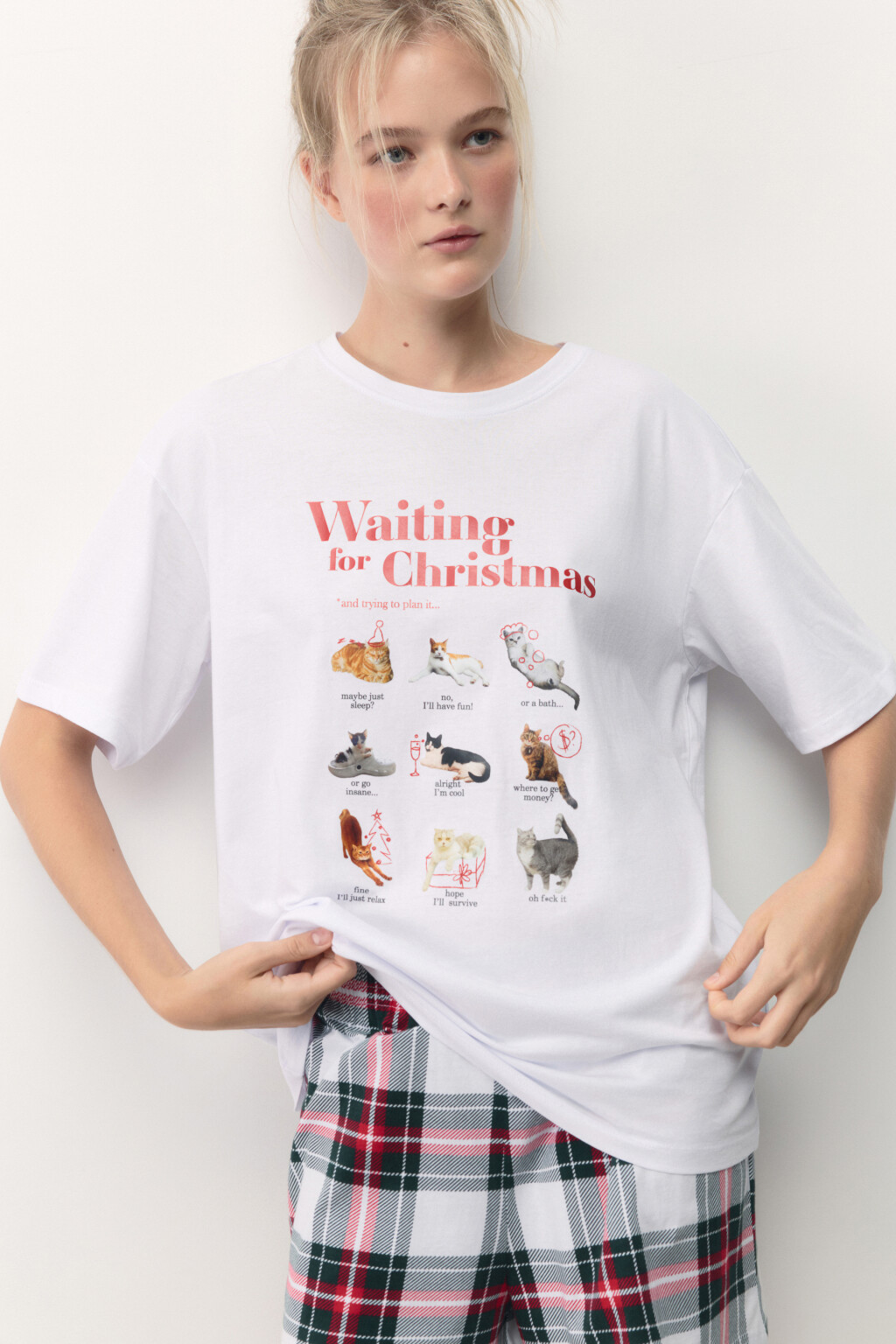 Футболка хлопковая с рождественским принтом - цвет мультиколор - 1