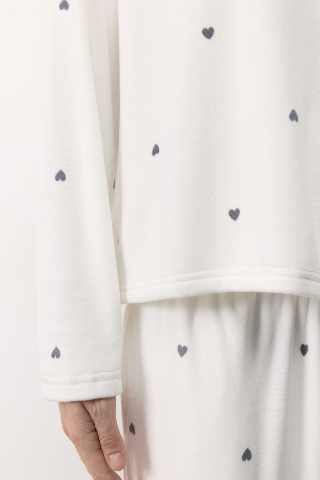 Лонгслив домашний плюшевый с принтом - цвет серый - 7