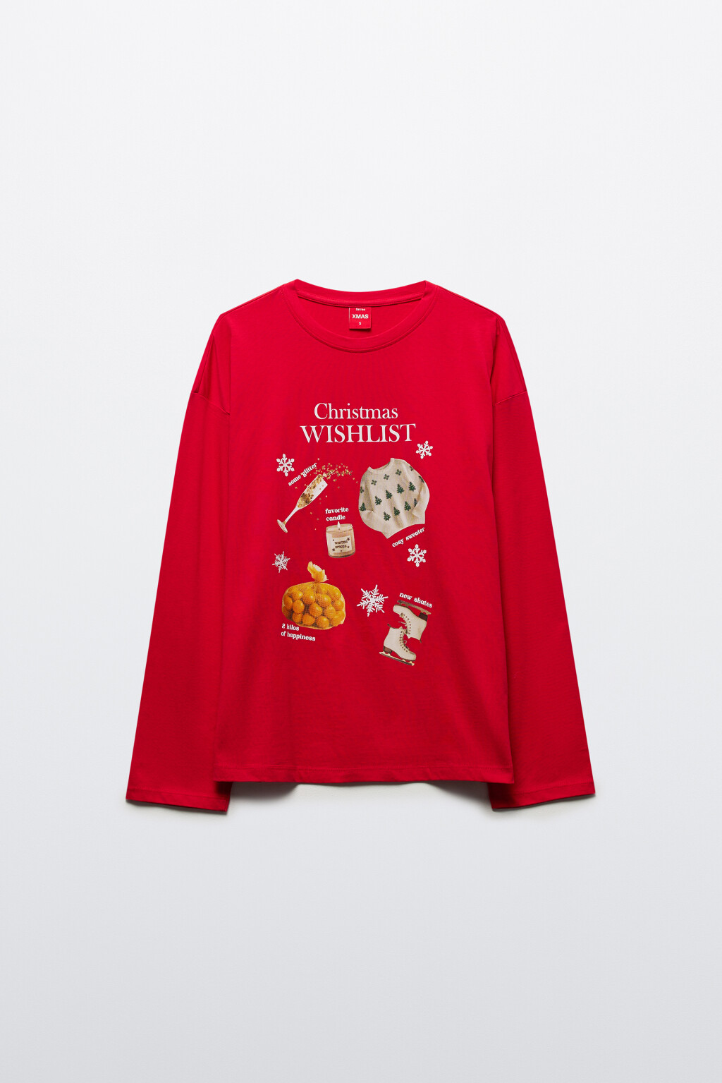 Лонгслив хлопковый с рождественским принтом - цвет красный - 8