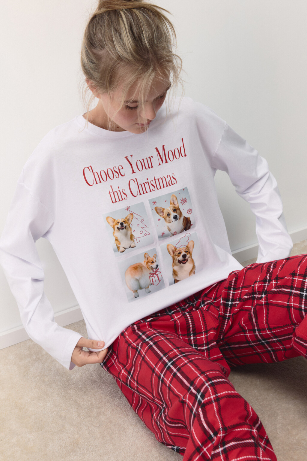 Лонгслив хлопковый с рождественским принтом - цвет мультиколор - 1