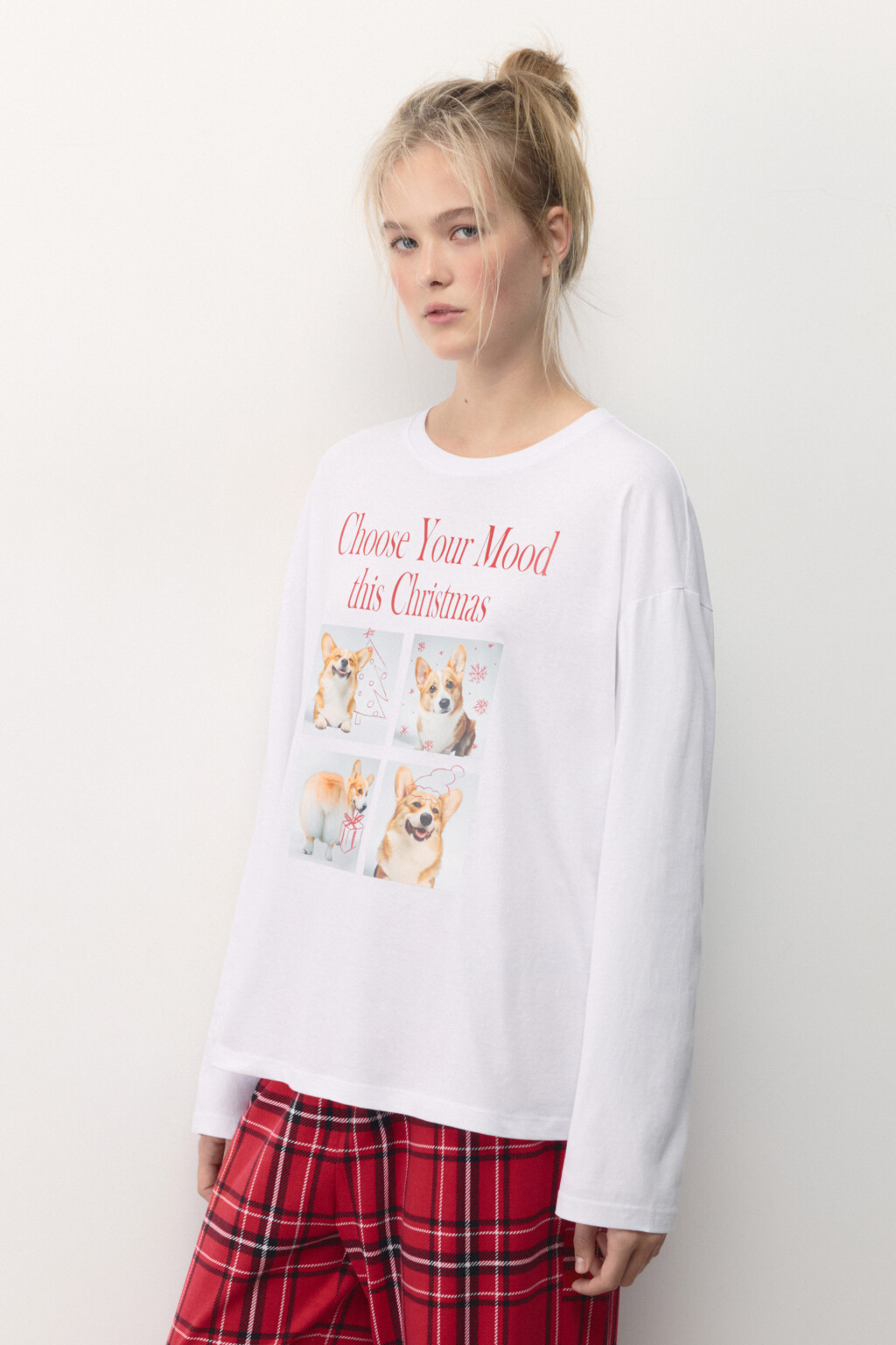 Лонгслив хлопковый с рождественским принтом - цвет мультиколор - 3