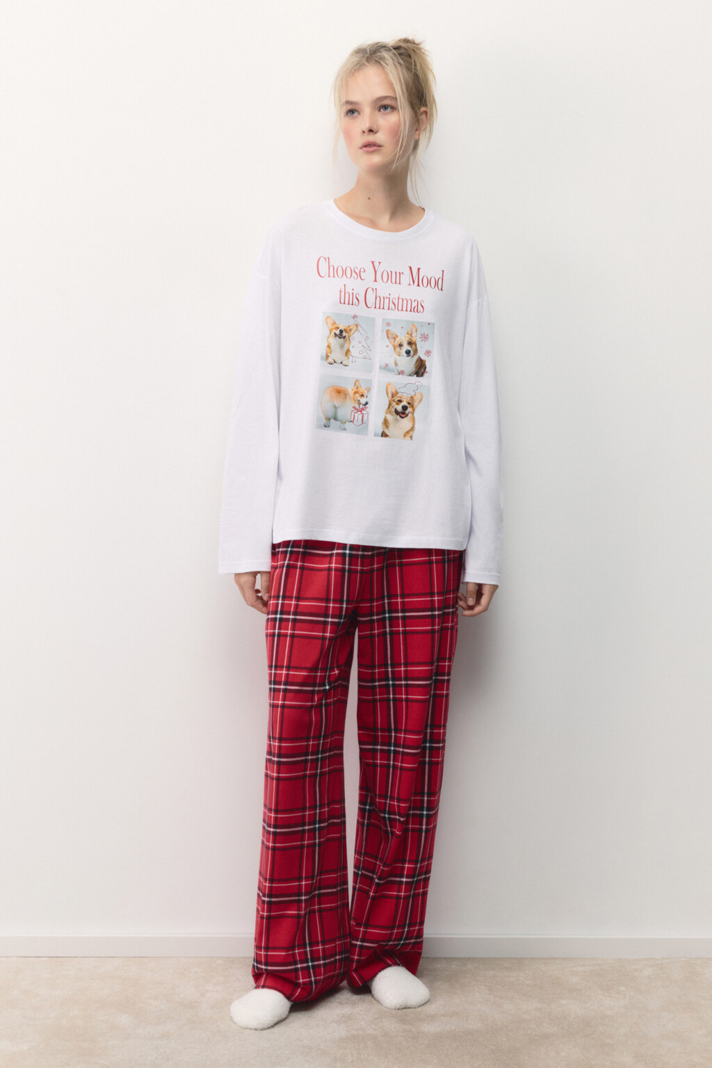 Лонгслив хлопковый с рождественским принтом - цвет мультиколор - 5