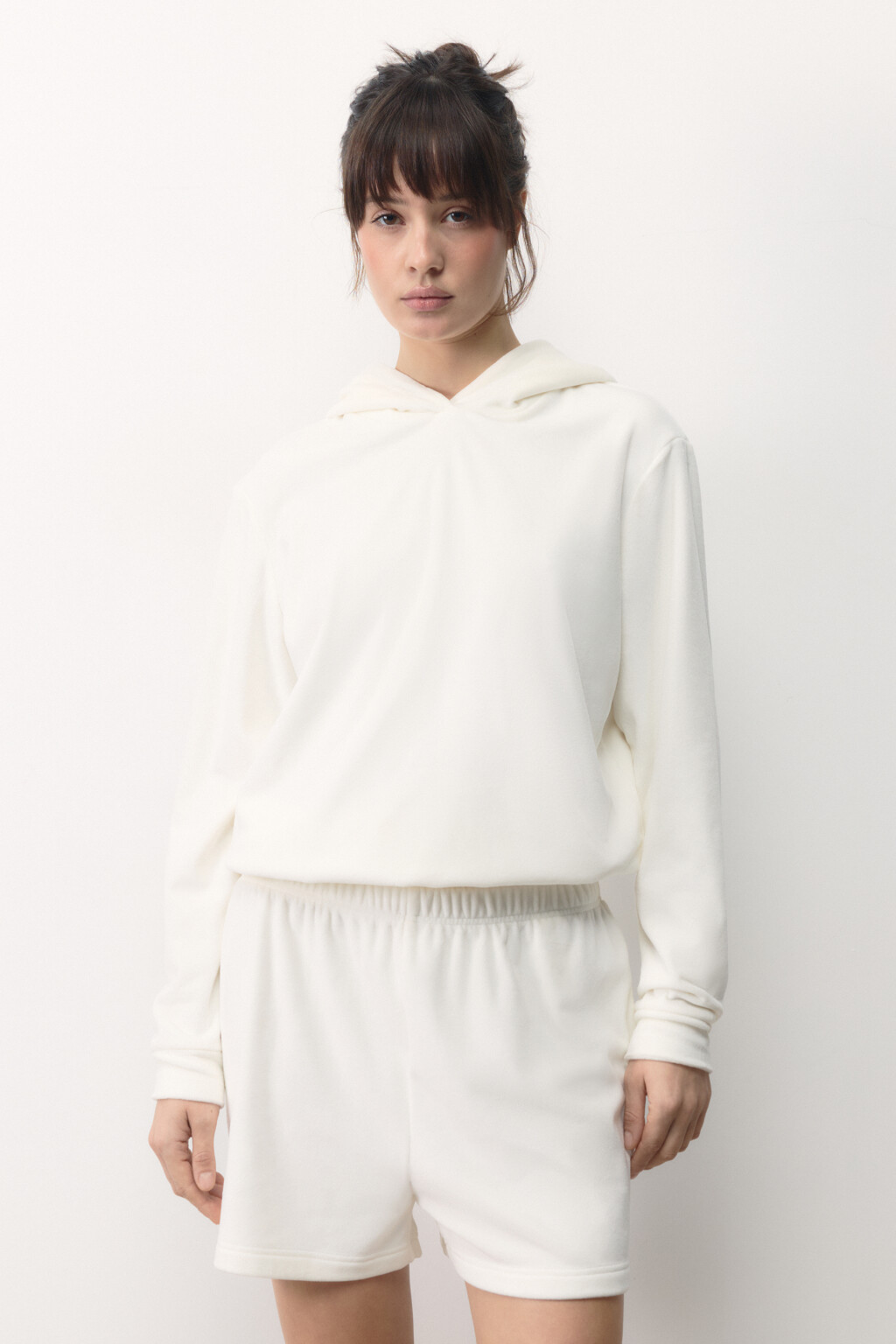 Толстовка домашняя плюшевая со стразами - цвет ванильный - 3