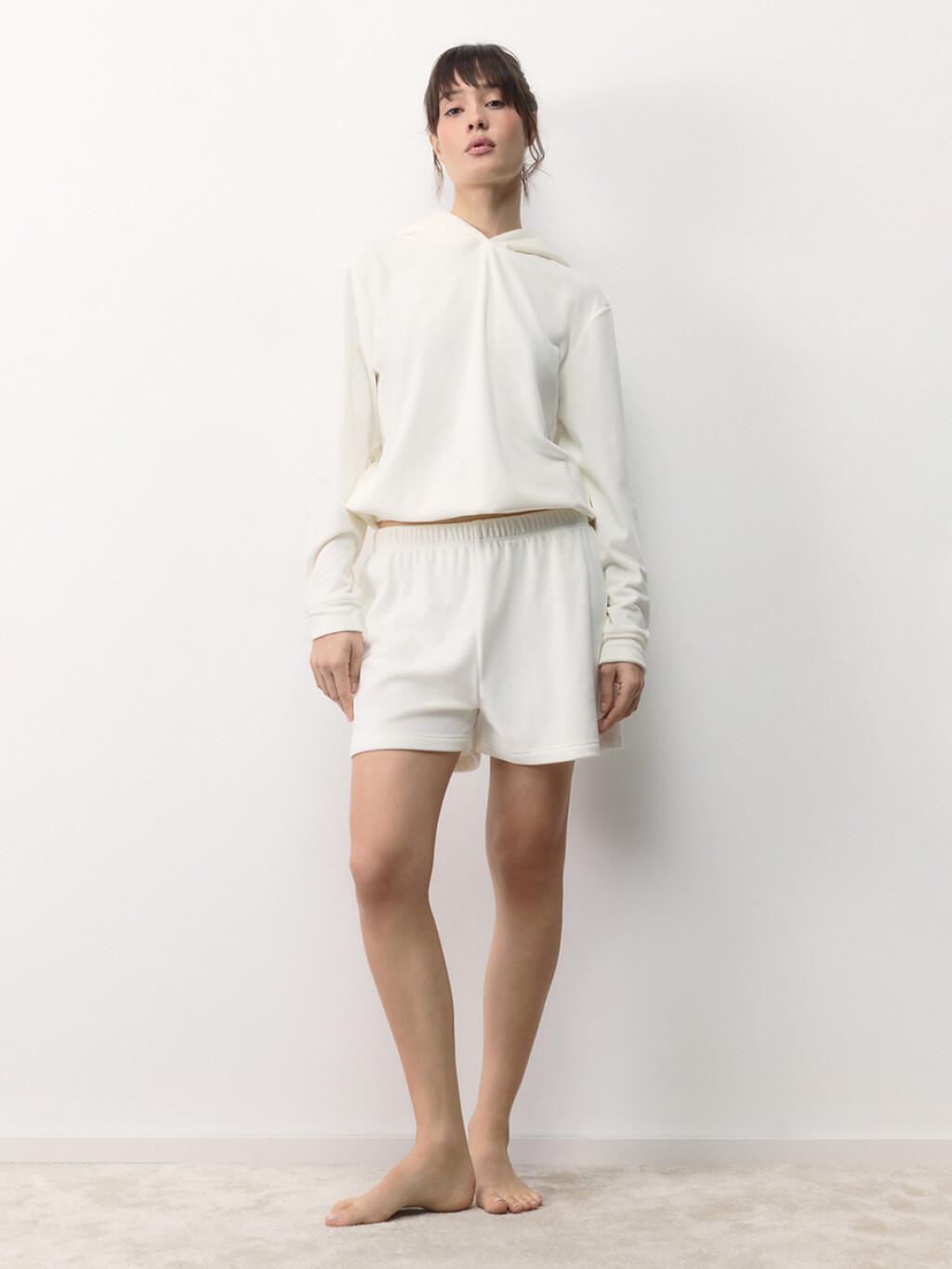 Толстовка домашняя плюшевая со стразами - цвет ванильный - 6