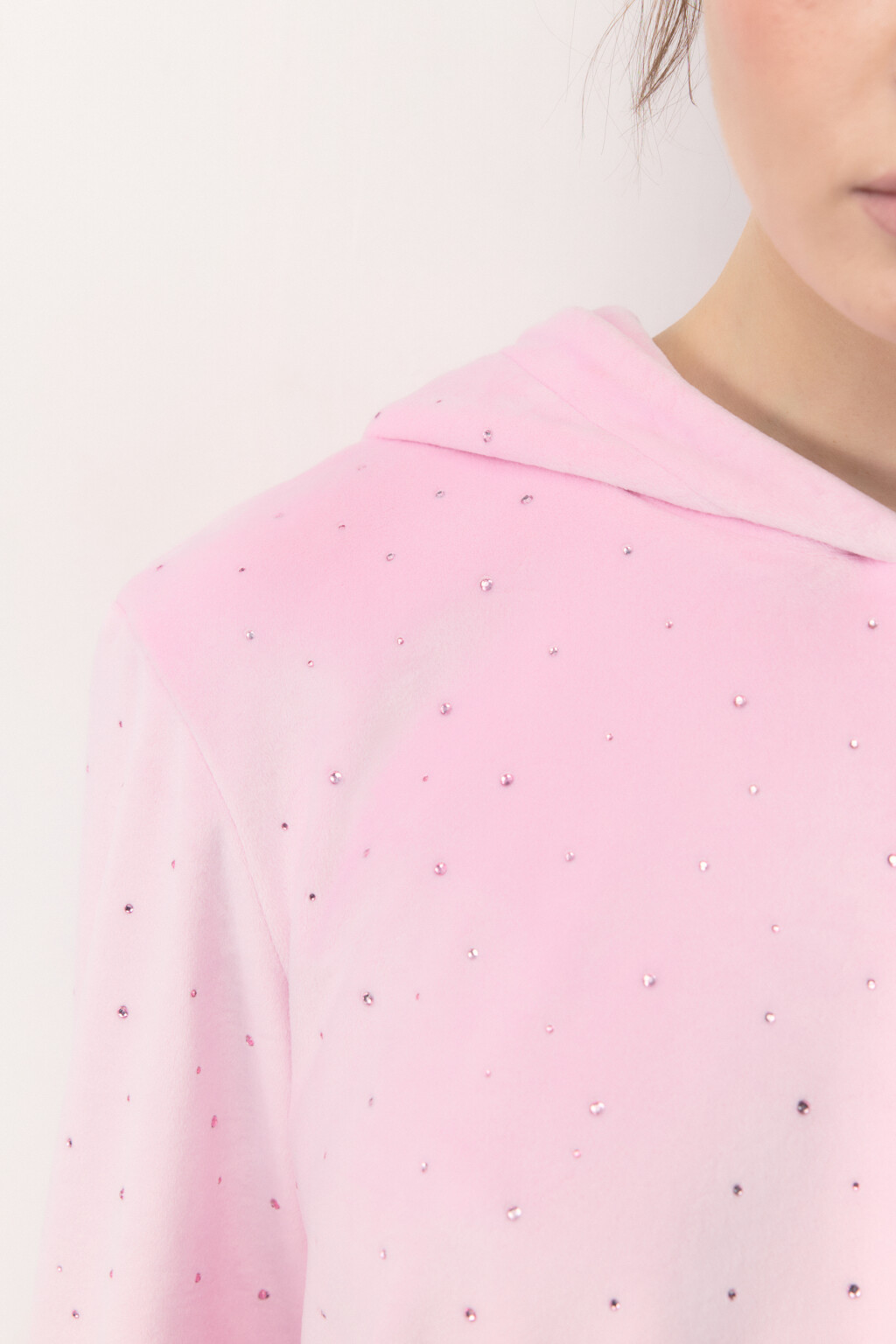 Толстовка домашняя плюшевая со стразами - цвет розовый - 6