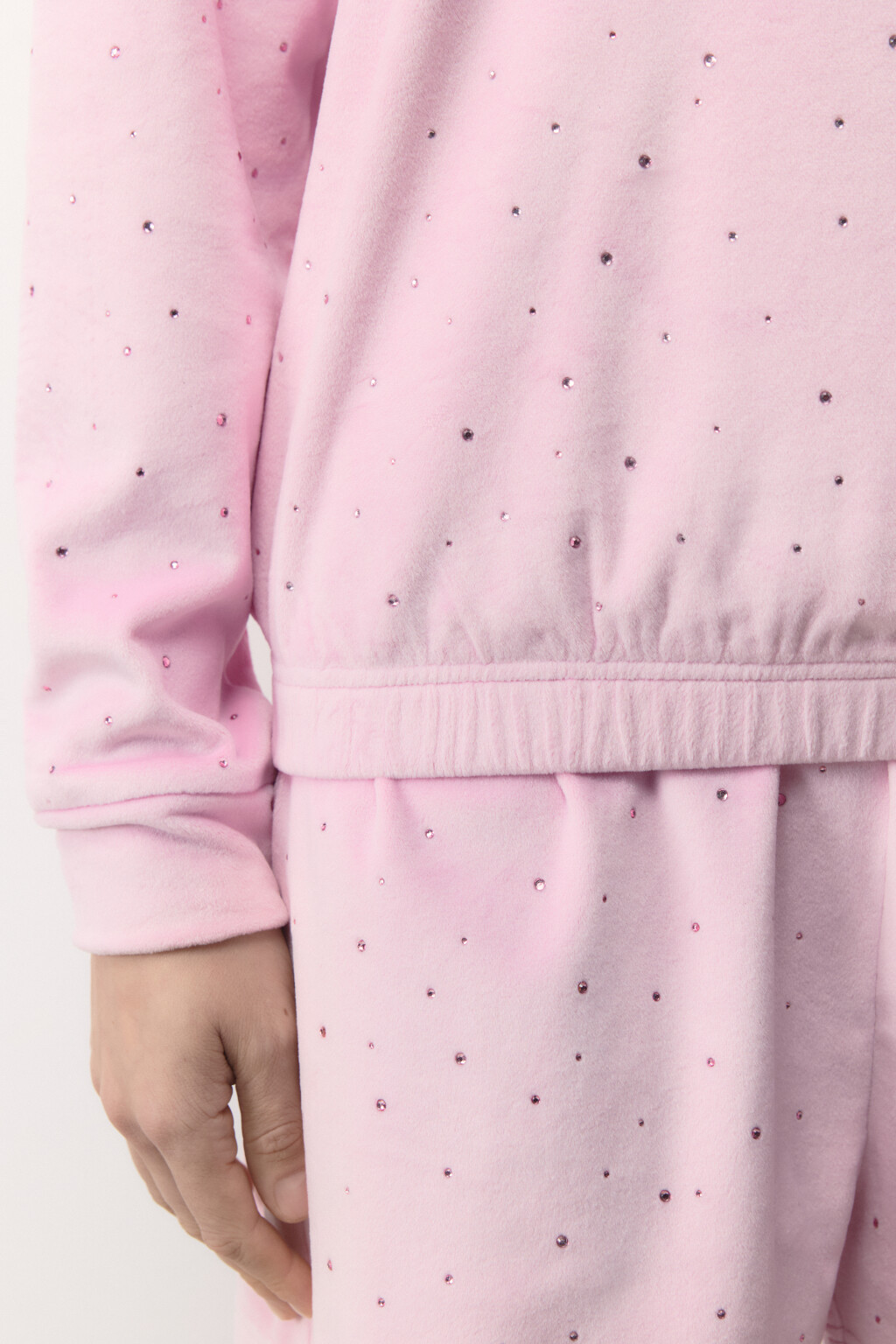 Толстовка домашняя плюшевая со стразами - цвет розовый - 7