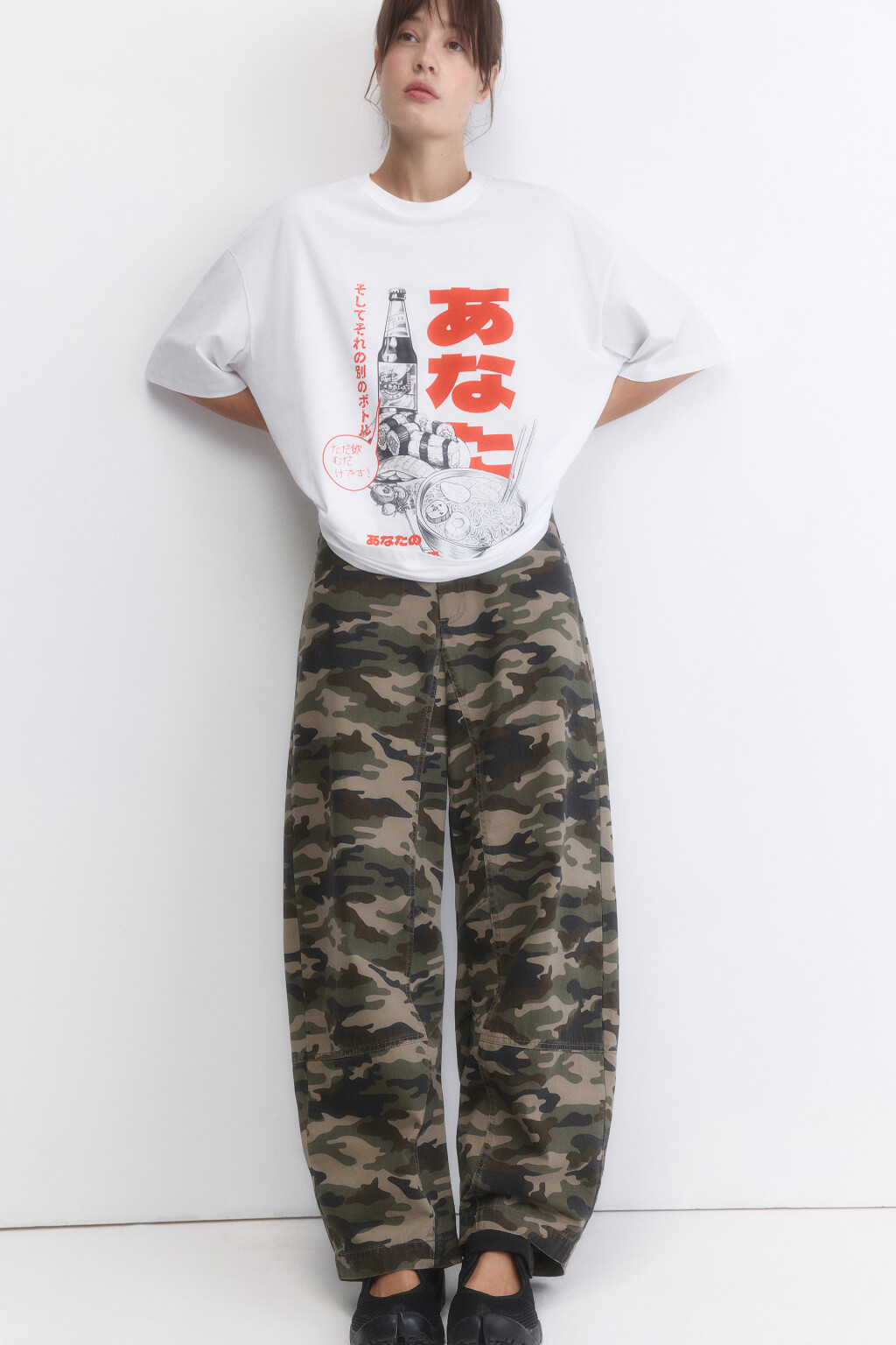 Футболка oversize с принтом в стиле аниме - цвет белый - 1